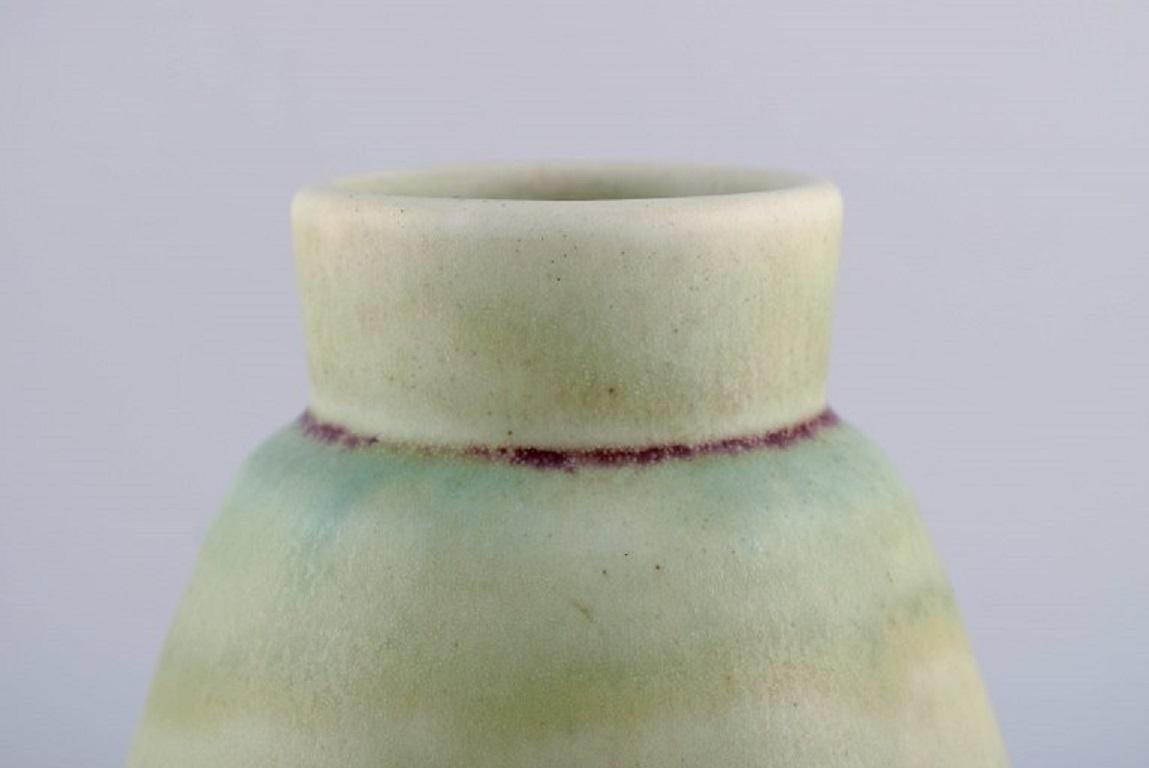 Saxbo Vase in Glazed Ceramics, Beautiful Glaze, Mid-20th C. 1