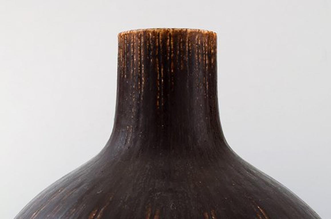 Scandinavian Modern Saxbo, Very Large and Rare Teardrop Shaped Vase with Vertical Fluted Pattern