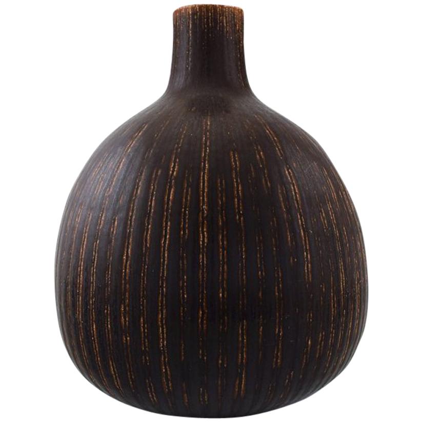 Saxbo, Very Large and Rare Teardrop Shaped Vase with Vertical Fluted Pattern