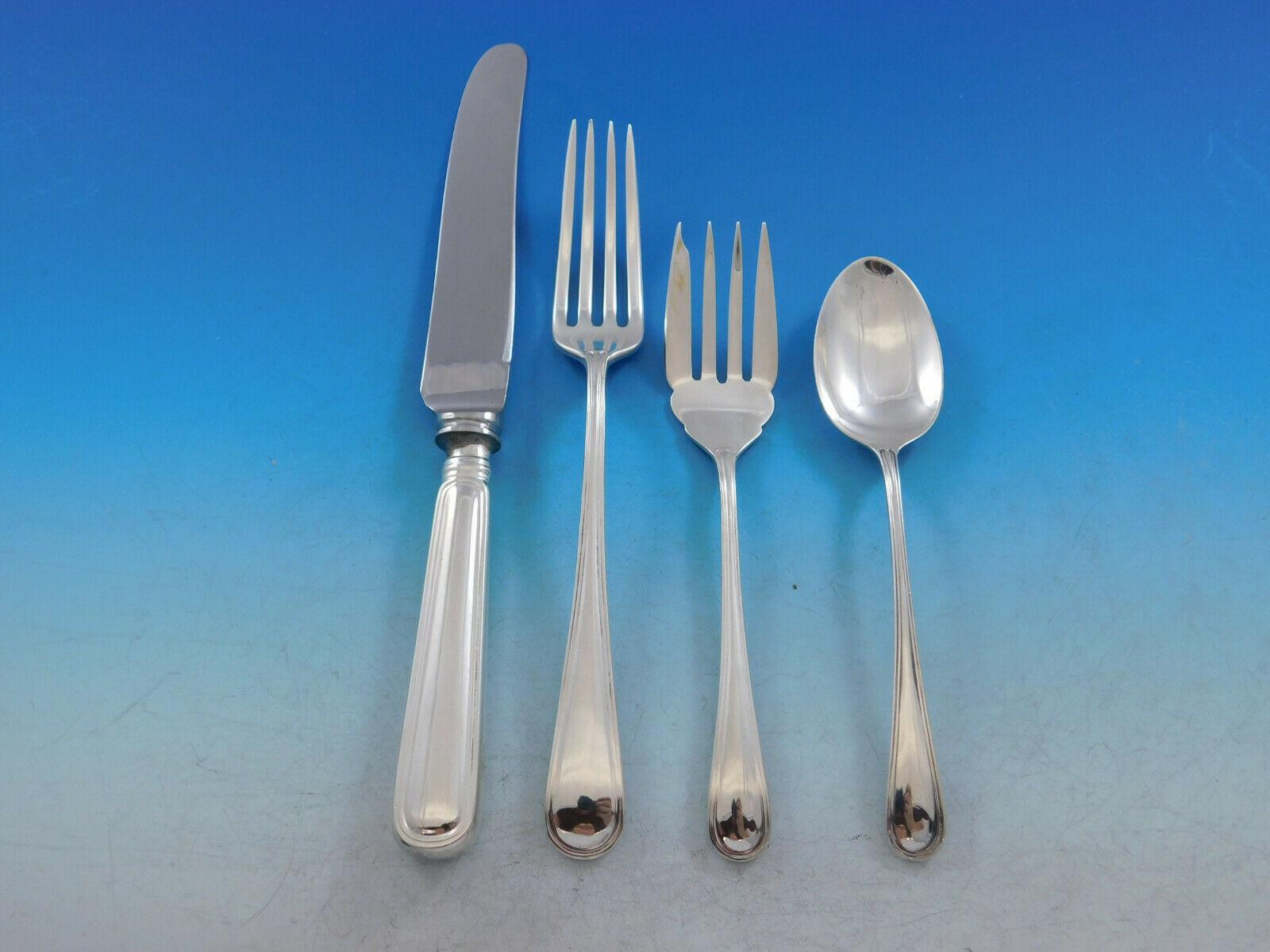 Saxon by Birks Canada sterling silver flatware set, 63 Pieces. This set includes:

8 regular knives, 8 3/4