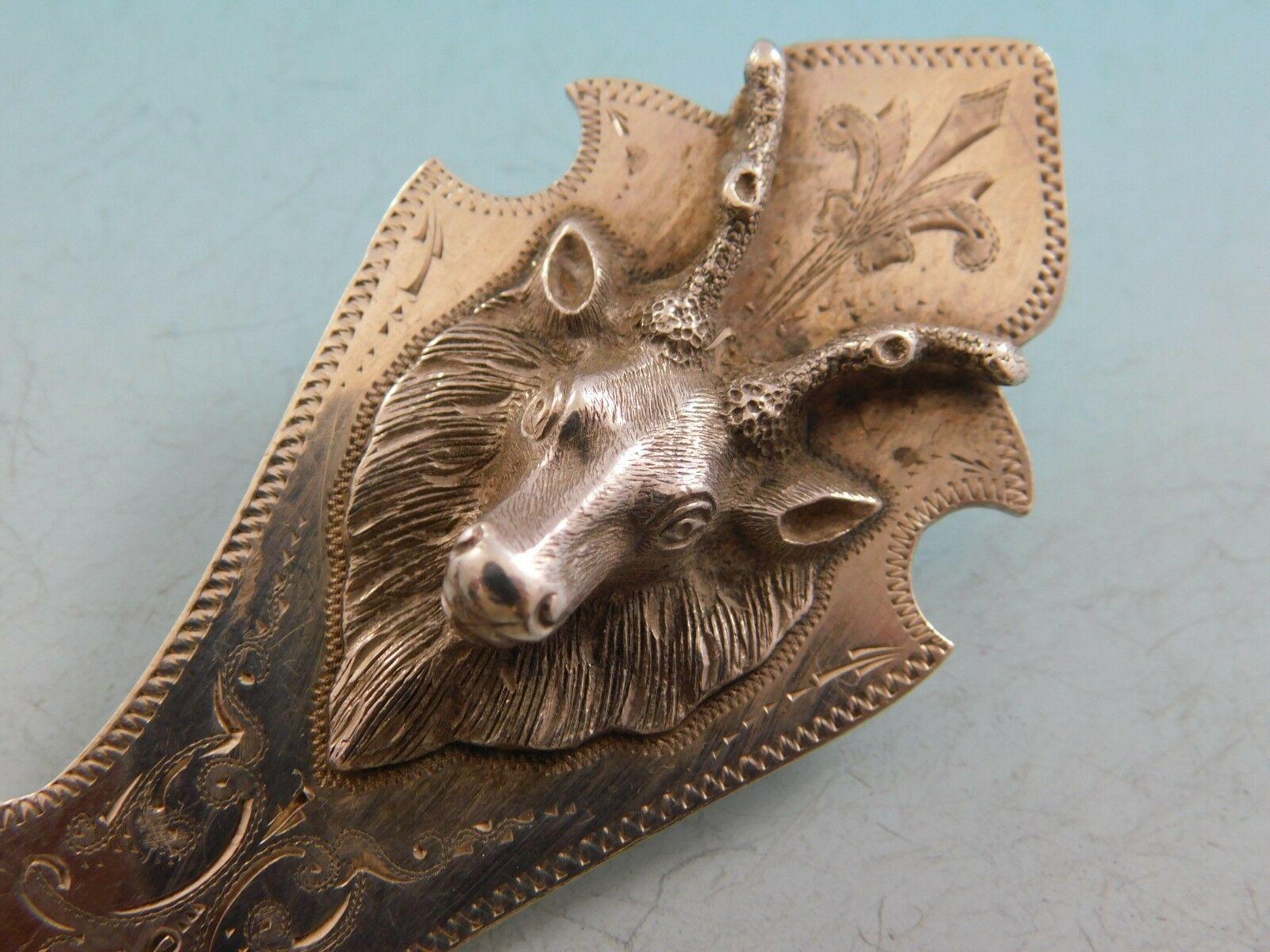 Sterling Silver Saxon Stag by Duhme Coin Silver Fish Server Gold Washed B.C. 12 1/2
