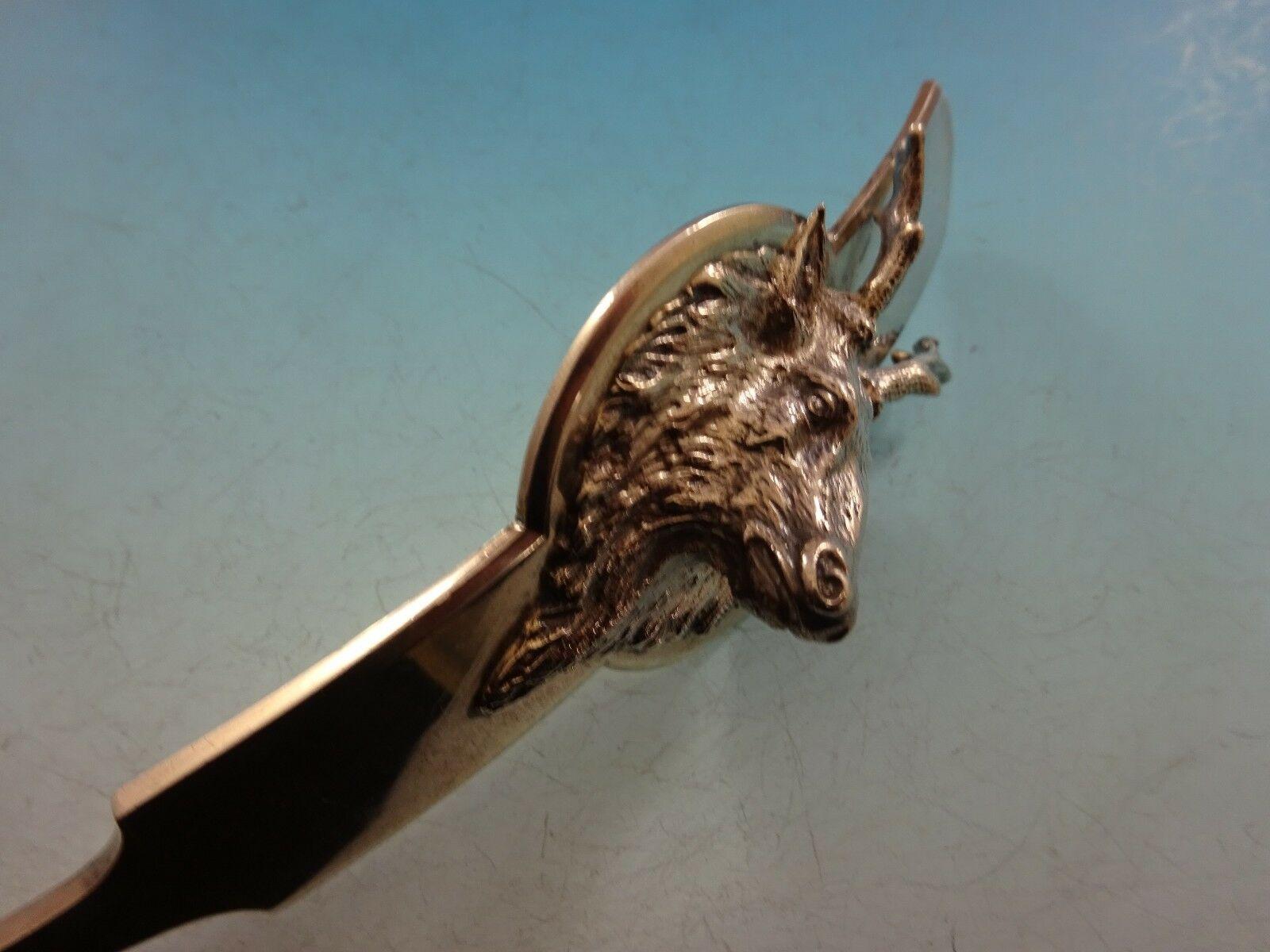 20th Century Saxon Stag by Gorham Coin Silver Soup Ladle Gold Washed 3d Stag