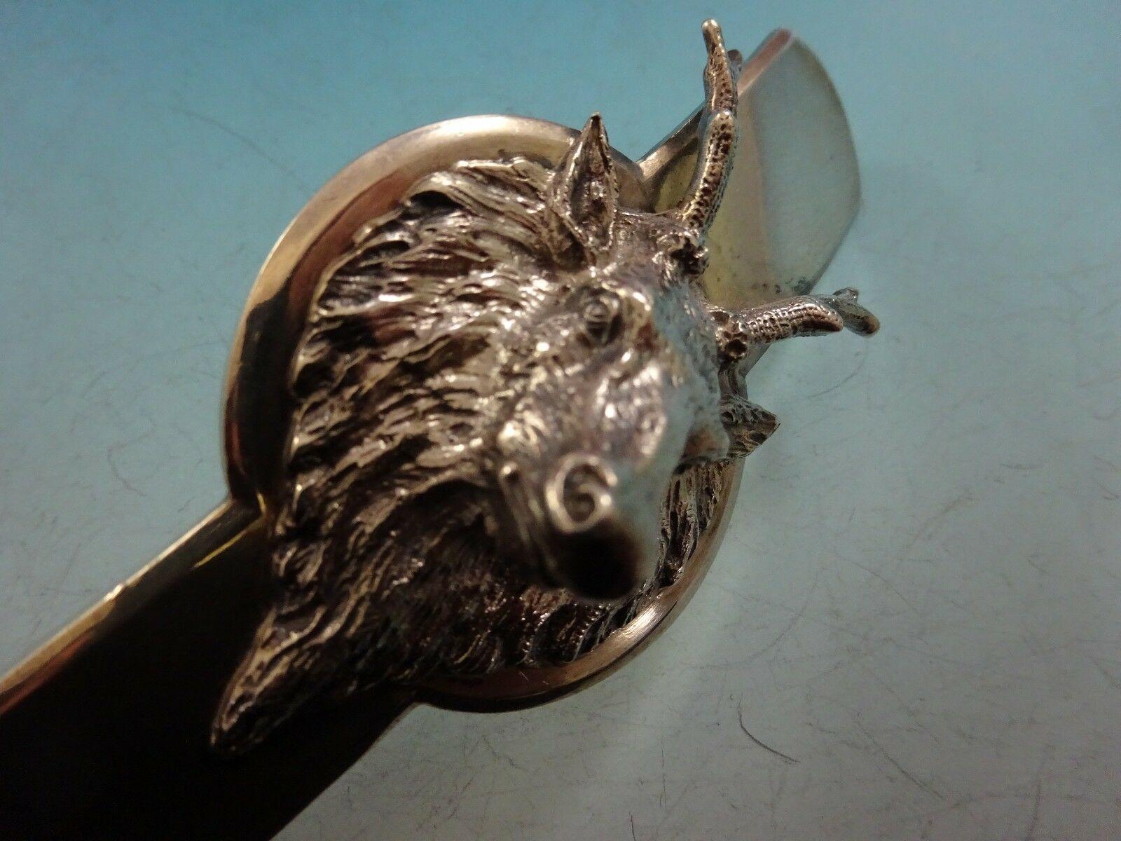 Sterling Silver Saxon Stag by Gorham Coin Silver Soup Ladle Gold Washed 3d Stag