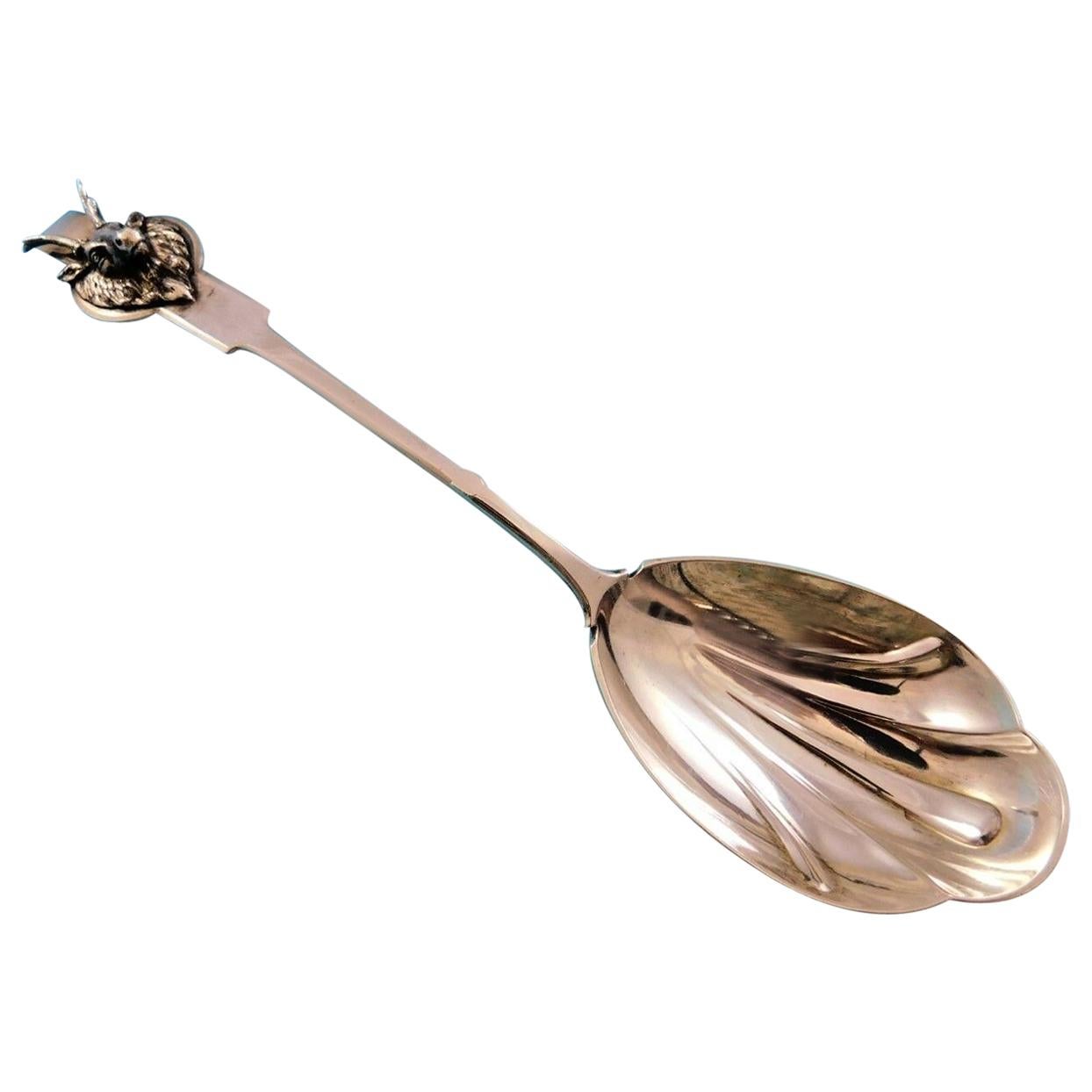 Saxon Stag by Gorham Sterling Silver Berry Spoon 3D Applied Figural