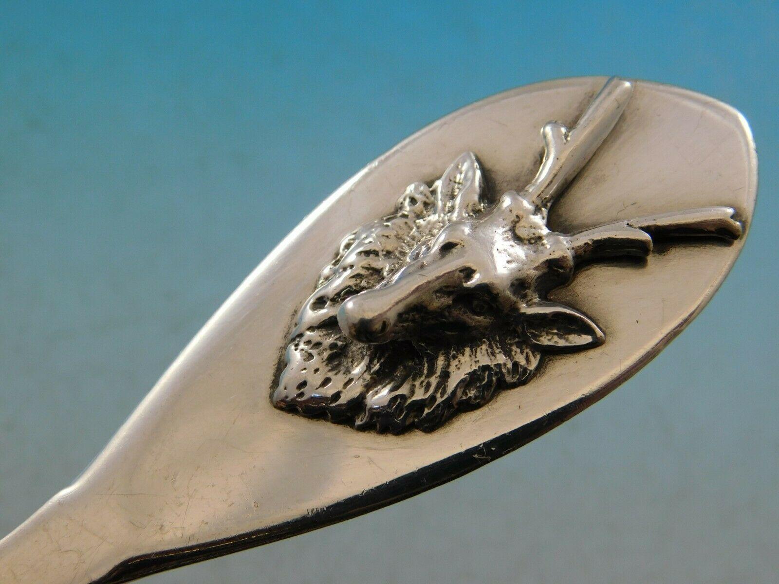 Saxon Stag by Gorham Sterling Silver Macaroni Server Eight Tines Exceptional In Excellent Condition In Big Bend, WI