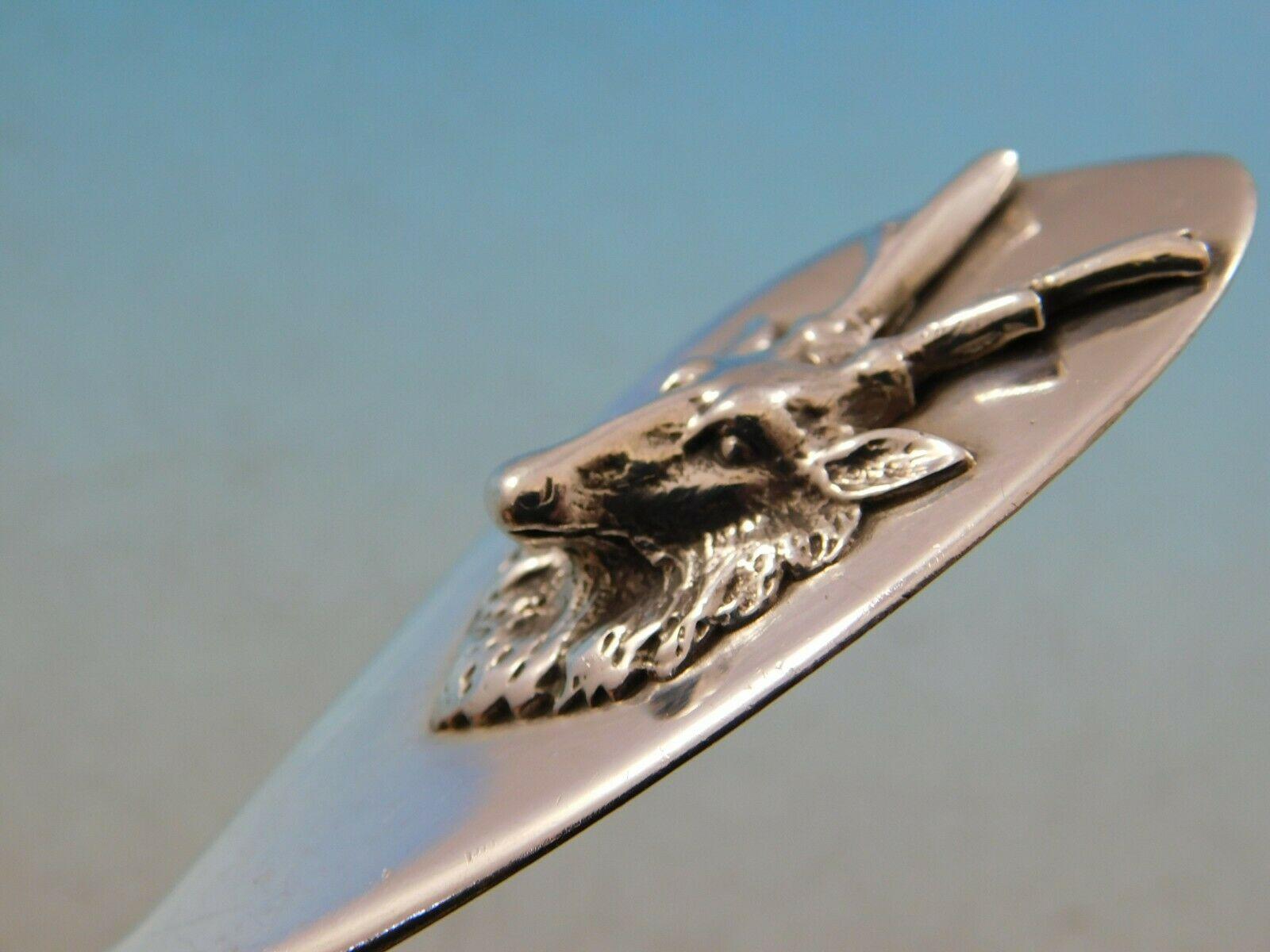 20th Century Saxon Stag by Gorham Sterling Silver Macaroni Server Eight Tines Exceptional