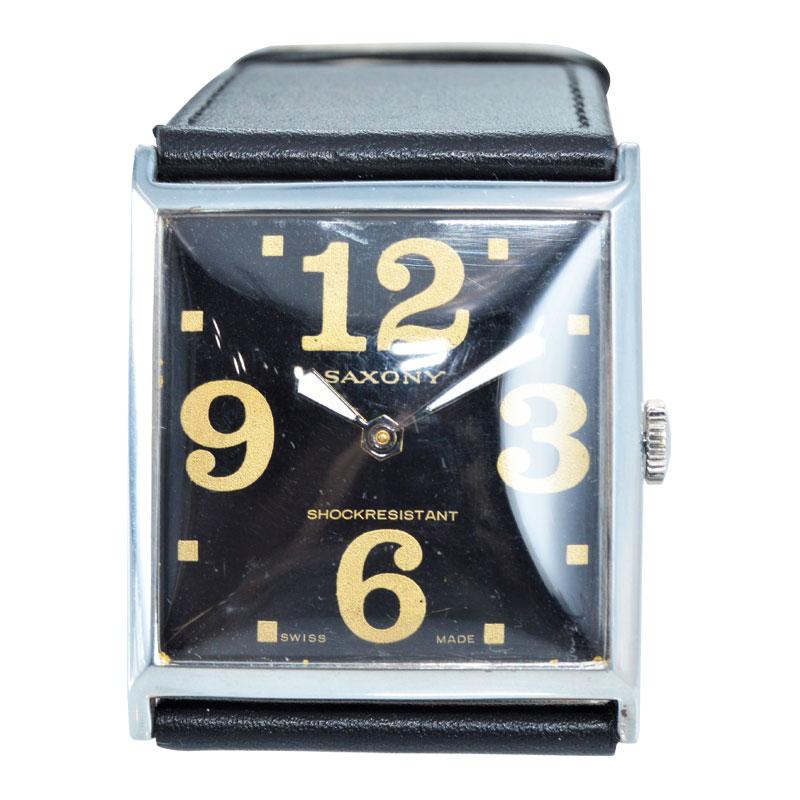Saxony Art Deco Style Oversized Watch, circa 1980s 1