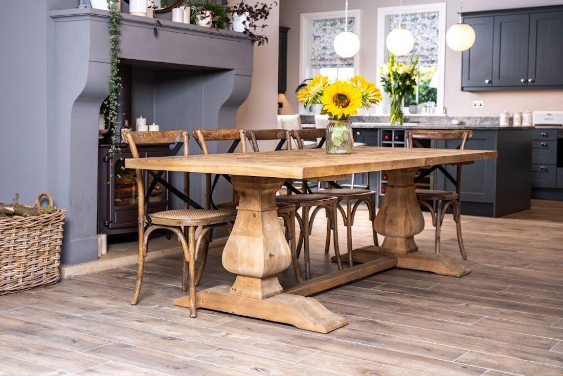European Saxton Reclaimed Pine Dining Table, 20th Century For Sale