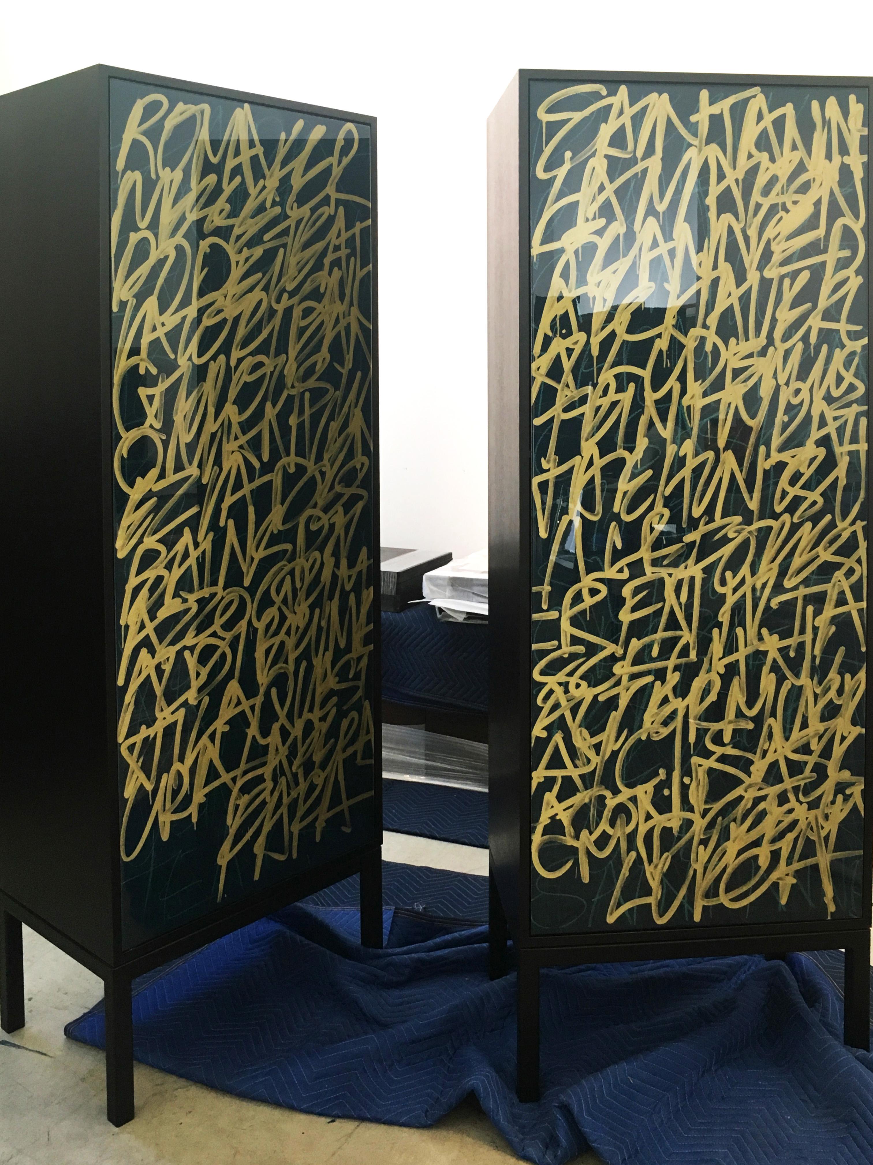 Say It Again armoire, art door cabinet, hand painted customizable  im Zustand „Neu“ im Angebot in Toronto, ON