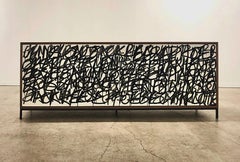 Say It Again graffiti credenza by Morgan Clayhall, mix media artwork on doors