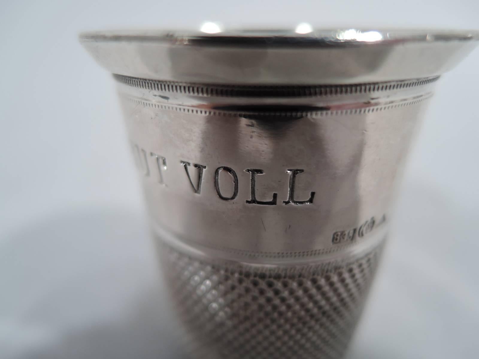 Say it in German with Antique Novelty Silver Thimble Shot Glass In Good Condition In New York, NY