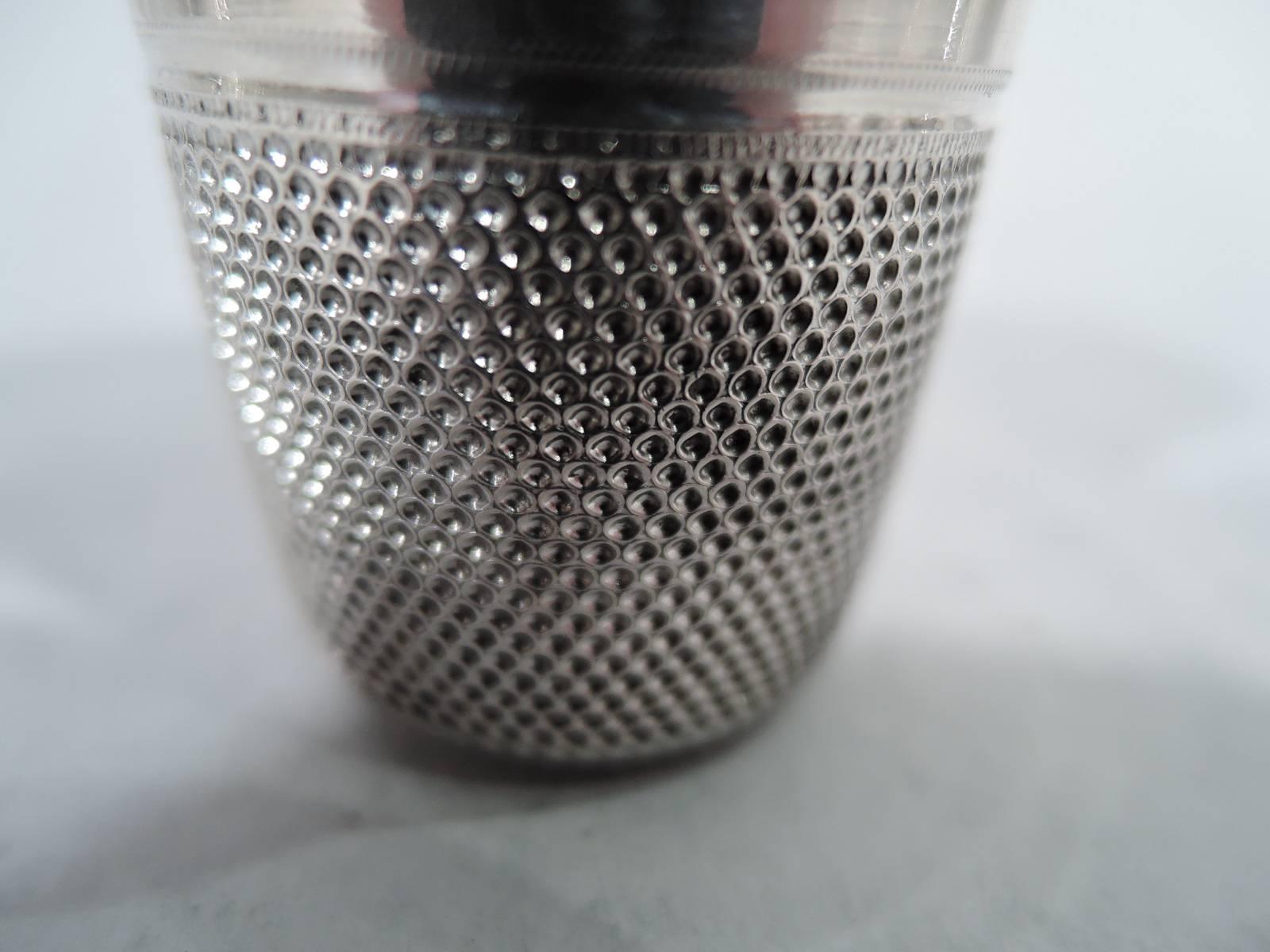 20th Century Say it in German with Antique Novelty Silver Thimble Shot Glass