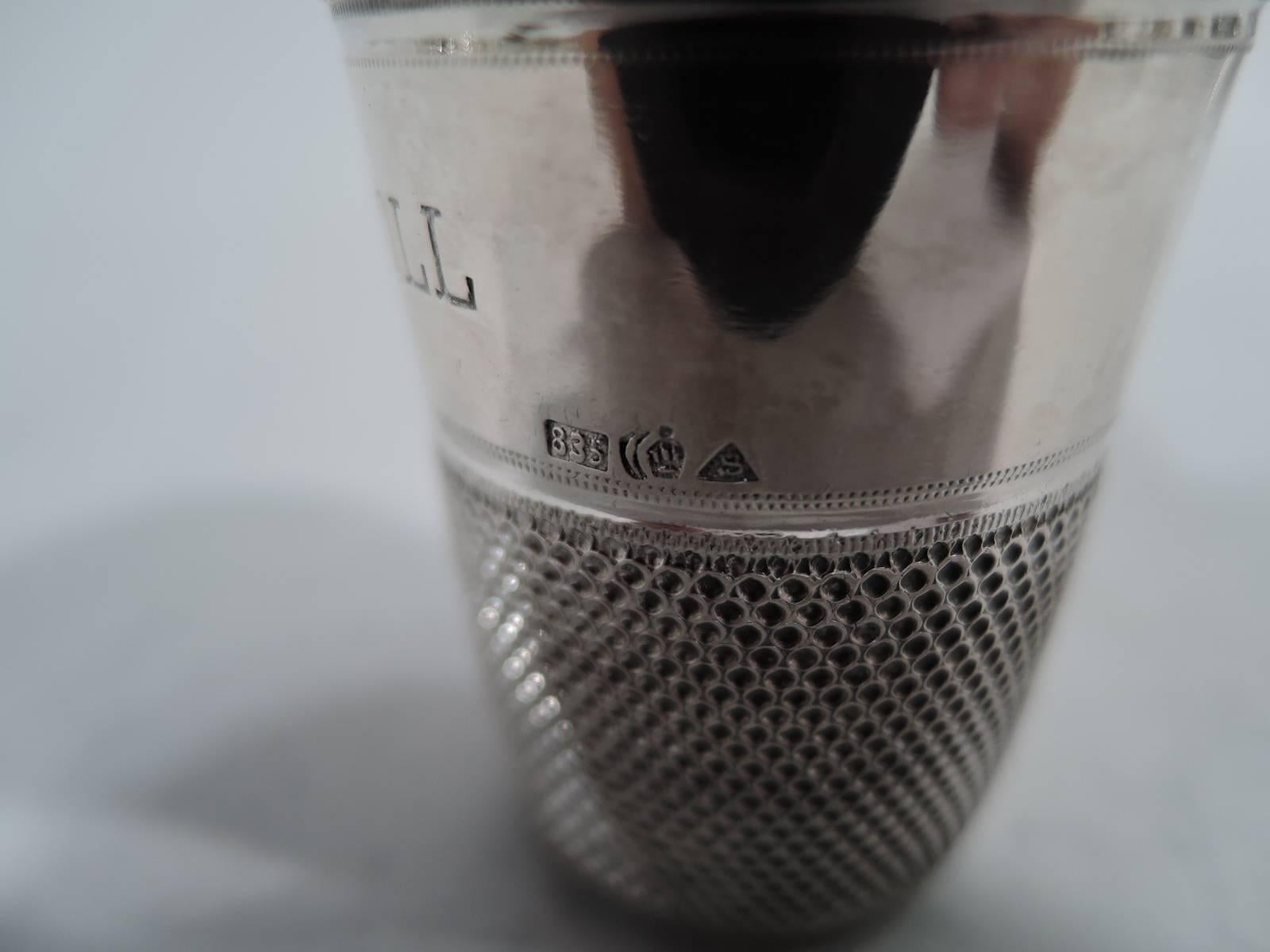 Say it in German with Antique Novelty Silver Thimble Shot Glass 1