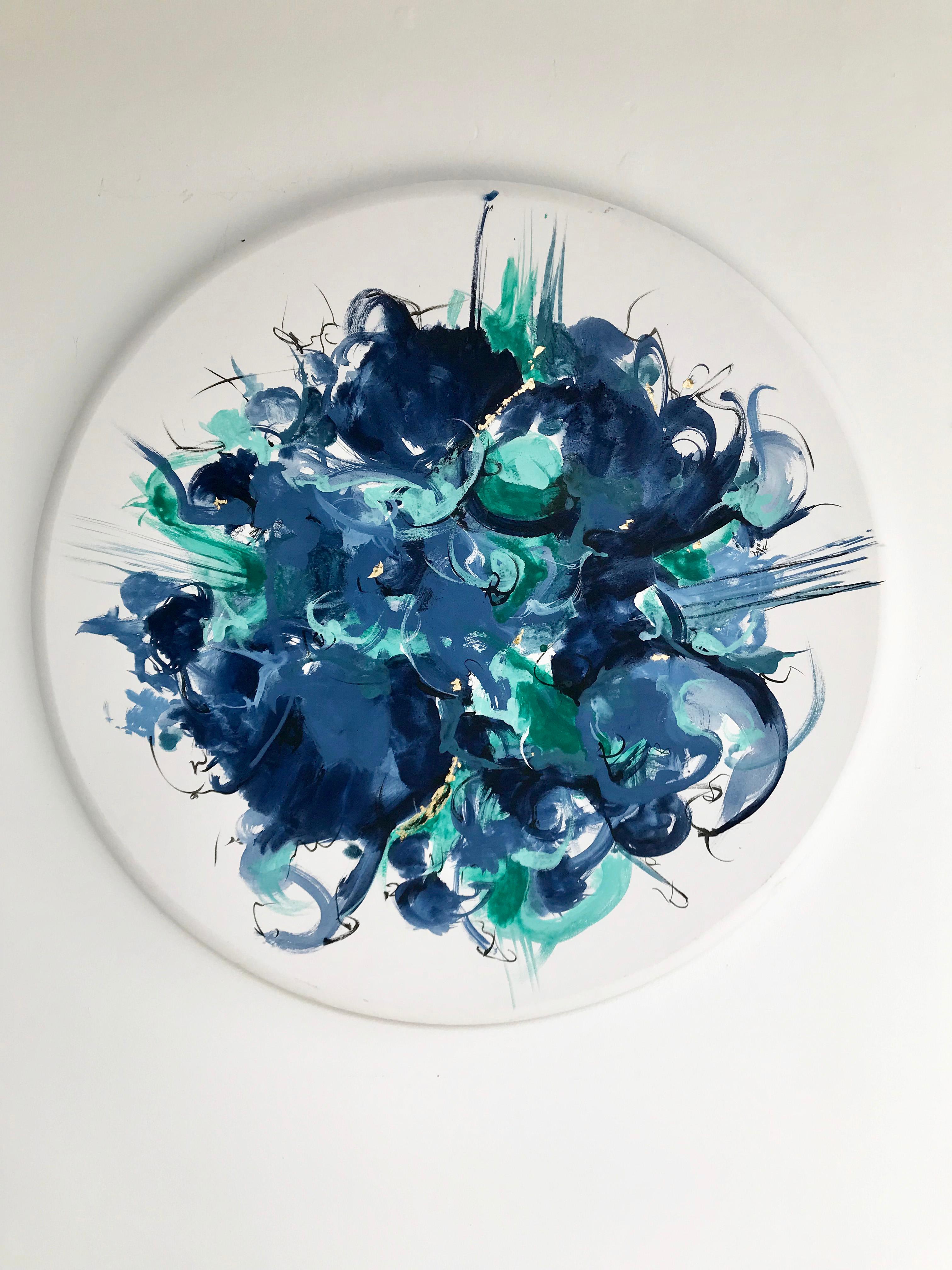 Saya Behnam Abstract Painting - Blue Swirls 