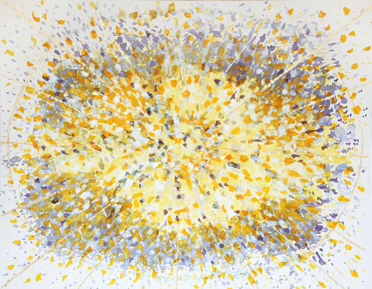 Hibiscus Tea Series: Quantum Saffron Light  - Mixed Media Art by Saya Behnam
