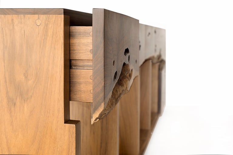 Organic Modern Sayab Sideboard, Contemporary Mexican Design, Caribbean Walnut Tropical Hardwood For Sale
