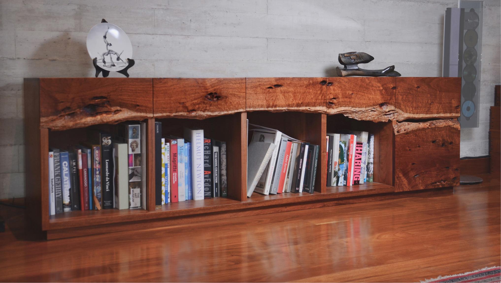 Organic Modern Live Edge Sideboard with Drawers in Caribbean Walnut For Sale