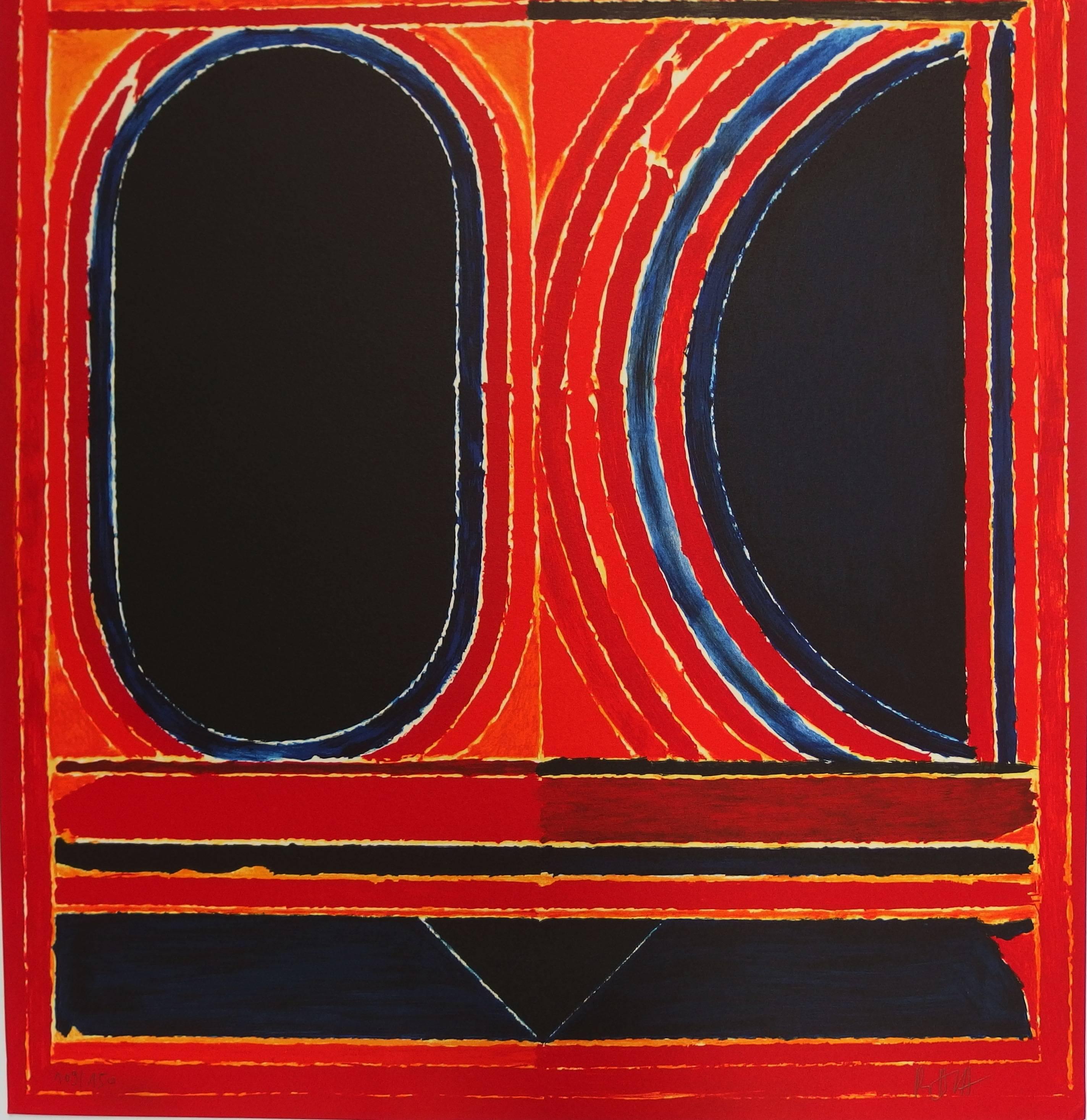 Duality - Original handsigned lithograph - 150 copies (INDIA) - Abstract Expressionist Print by Sayed Haider Raza
