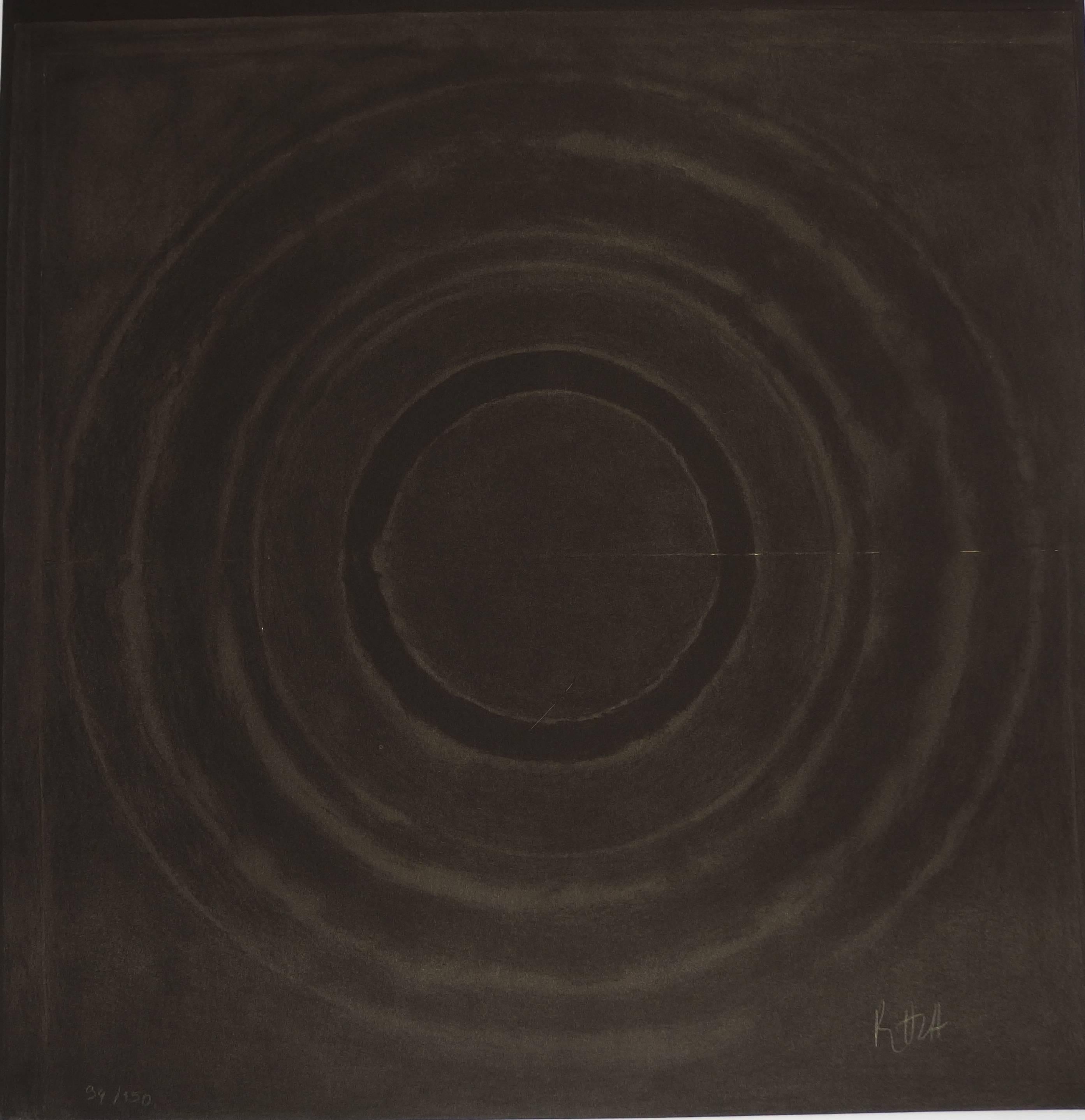 Prakriti Bindu - Original handsigned lithograph - 150 copies (INDIA) - Black Abstract Print by Sayed Haider Raza