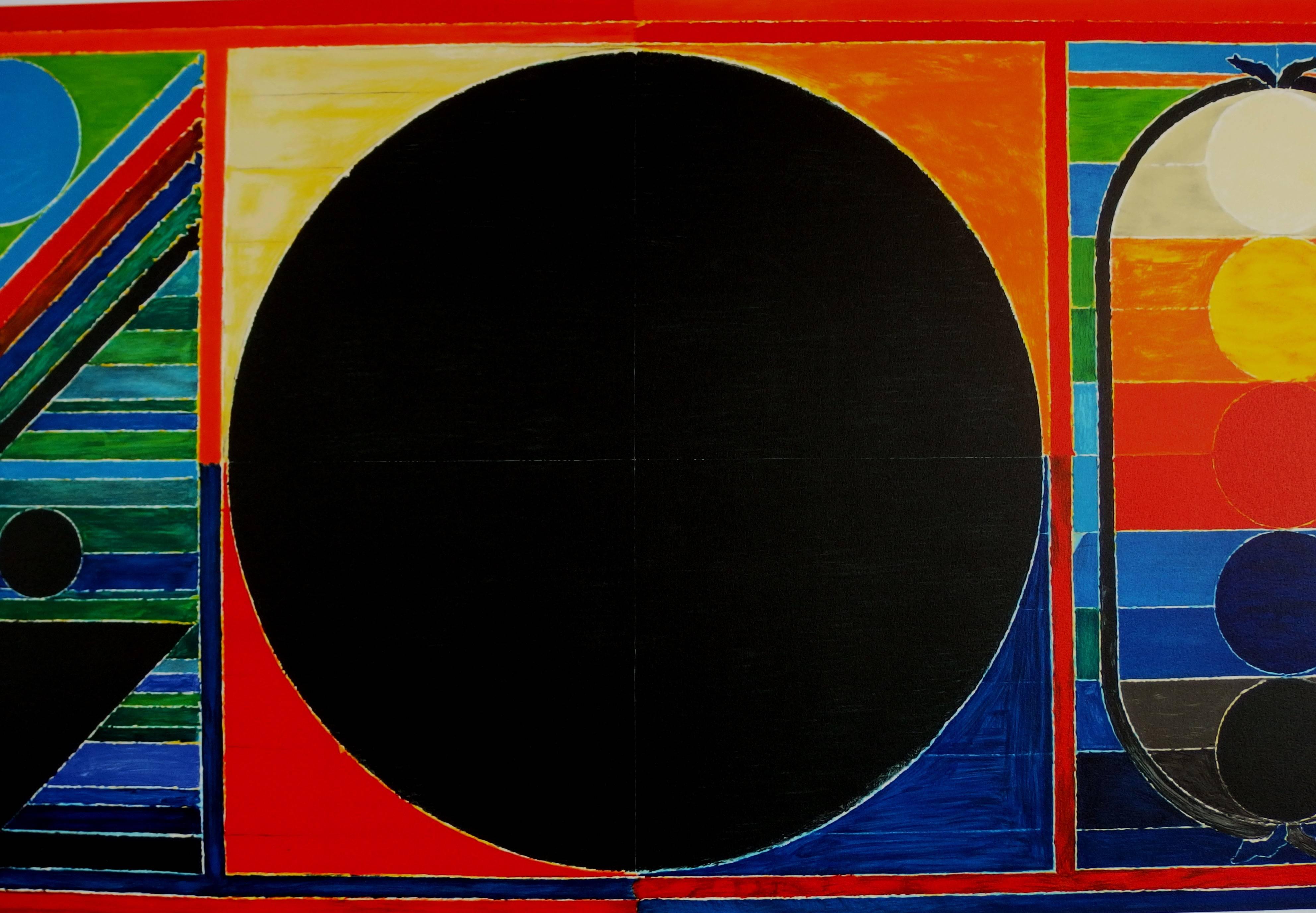 Tree, Bindu & Five Elements - Original handsigned lithograph /150 copies #INDIA - Black Abstract Print by Sayed Haider Raza