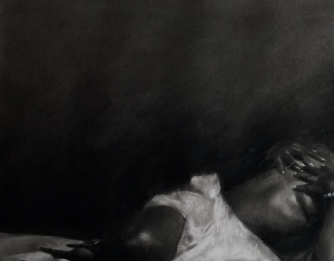 Dénudée (Desnuda) - Siglo XXI, Contemporáneo, Realismo Figurativo, Desnudo, Dibujo - Mixed Media Art Expresionista de Sayeed Momoh
