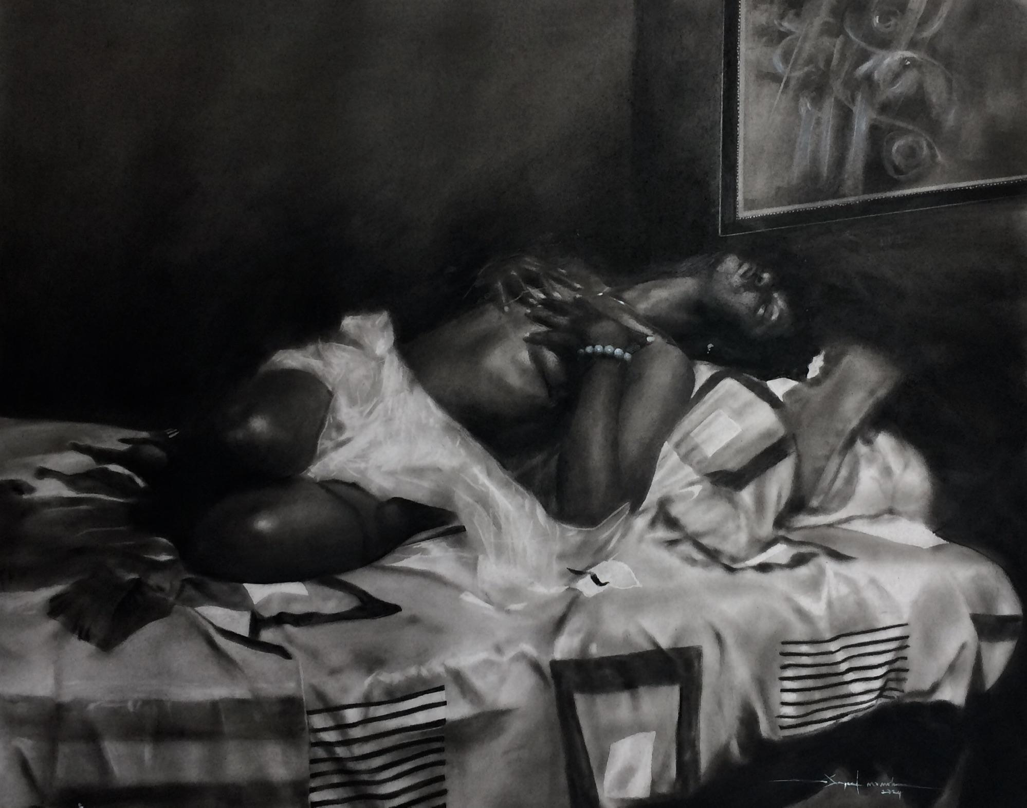Dénudée (Unclad) - 21st Century, Contemporary, Figurative Realism, Nude, Drawing