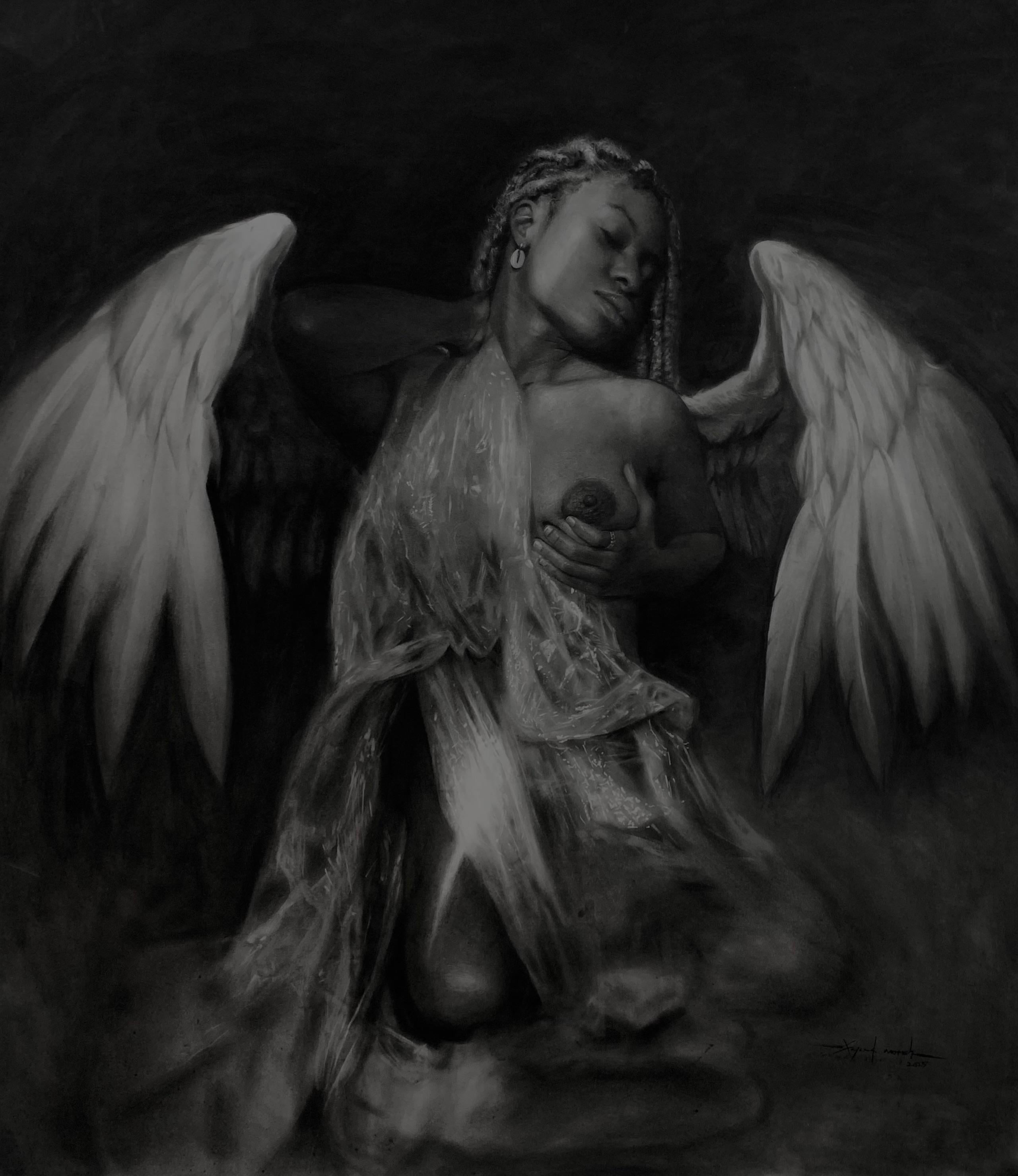 Ethereal Refuge - 21st Century, Contemporary, Figurative, Nude, Black and White