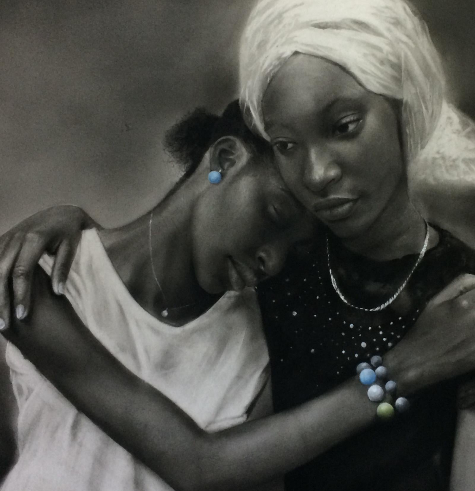 Sisters - 21st Century, Contemporary, Figurative Portrait, Love, Black and White For Sale 2