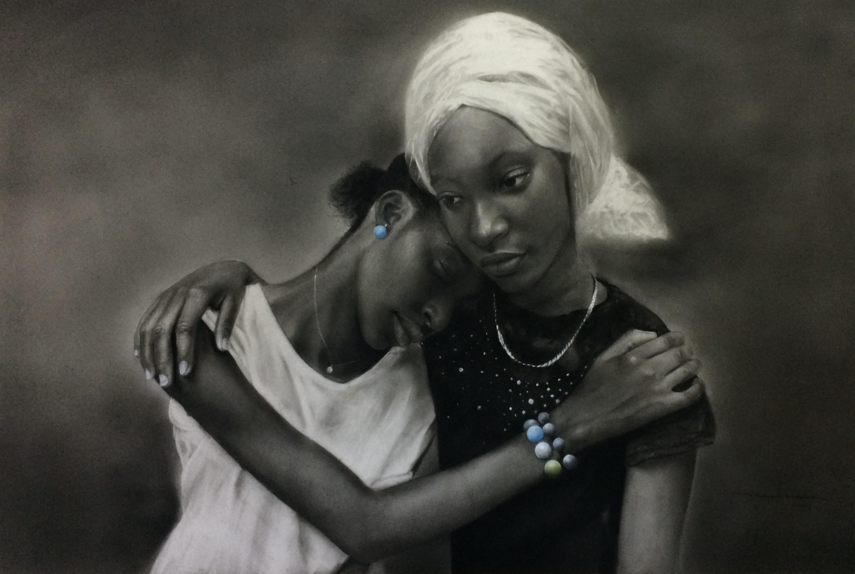Sisters - 21st Century, Contemporary, Figurative Portrait, Love, Black and White