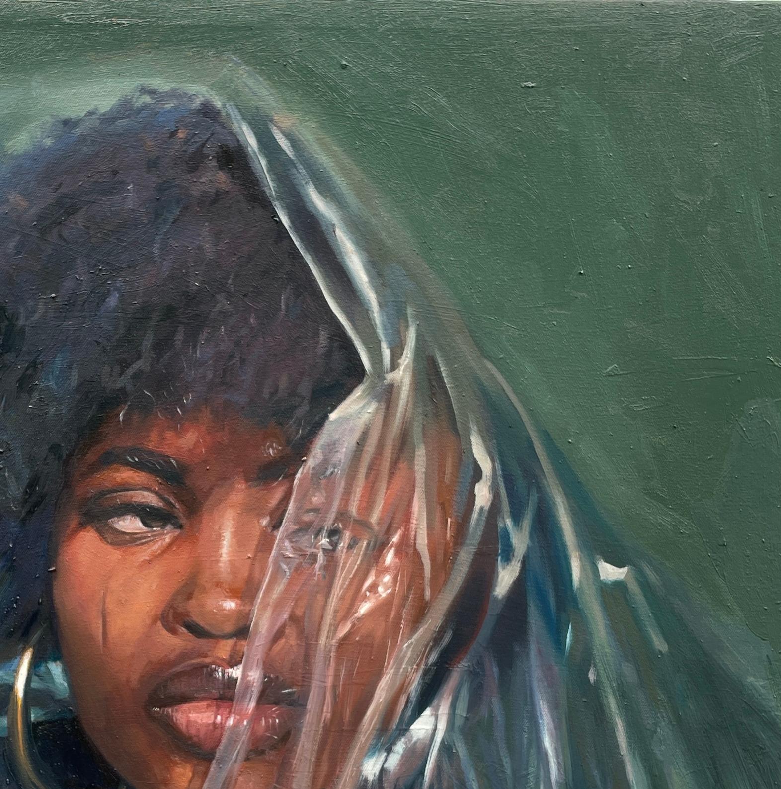 Closure - 21e siècle, Contemporary, Figurative Portrait, Oil, Women in Fashion - Expressionniste Painting par Sayeed Momoh
