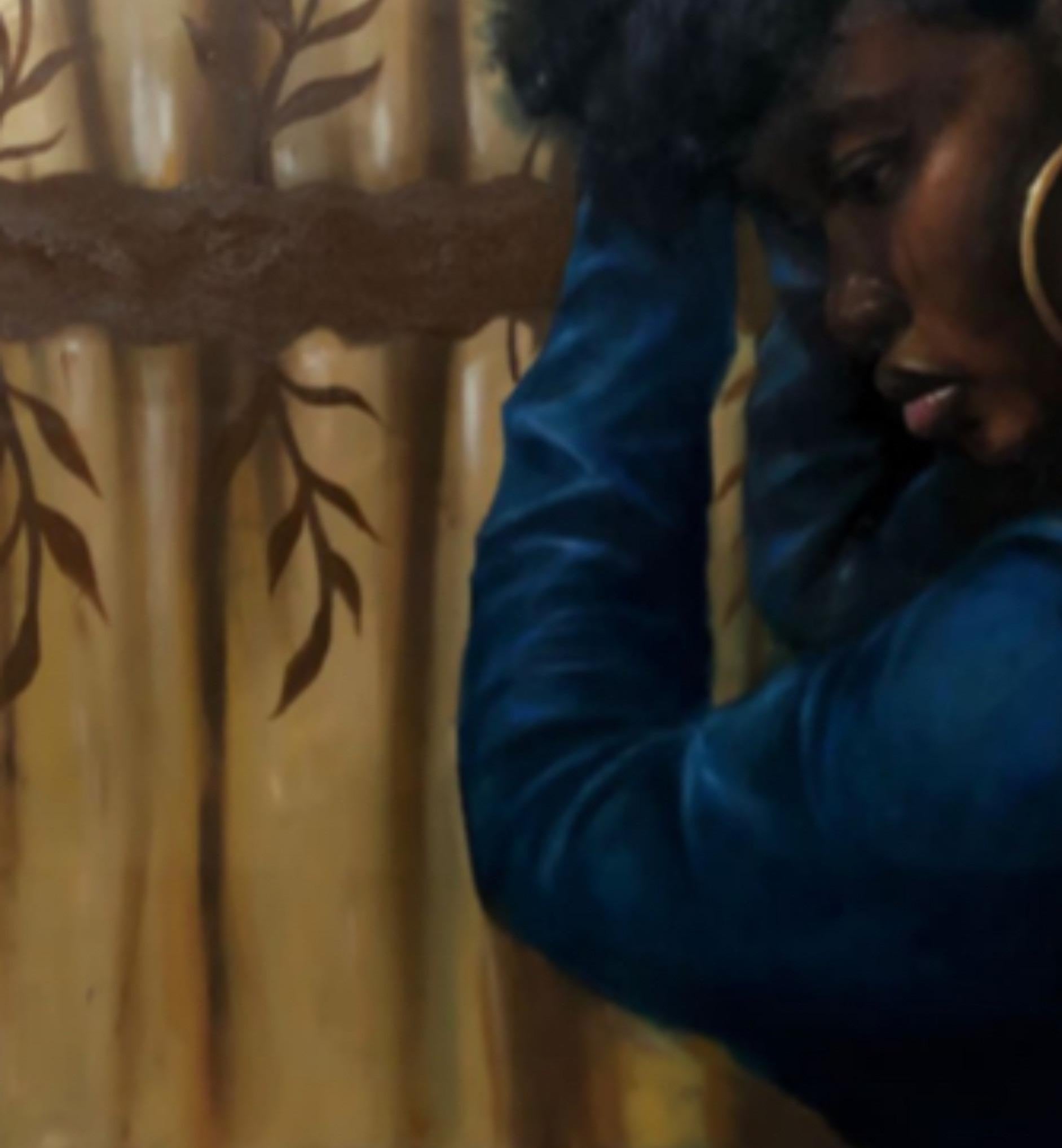 Harirah: Uno de mis días - Siglo XXI, Contemporáneo, Retrato, Mujeres a la moda - Figurative Painting Negro de Sayeed Momoh