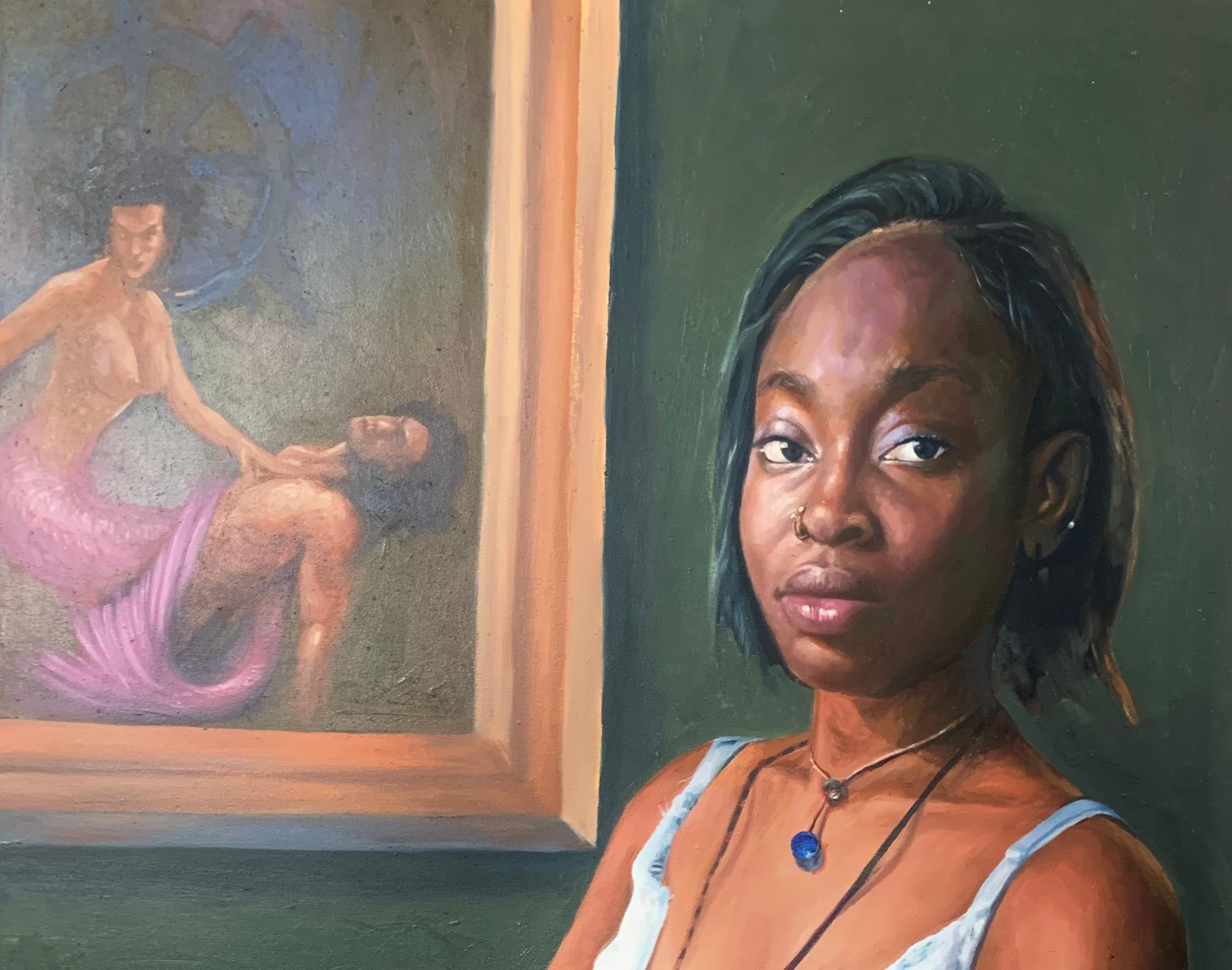 La sua storia silenziosa - 21° secolo, Espressionista, Ritratto figurativo, Olio, Donne - Painting di Sayeed Momoh