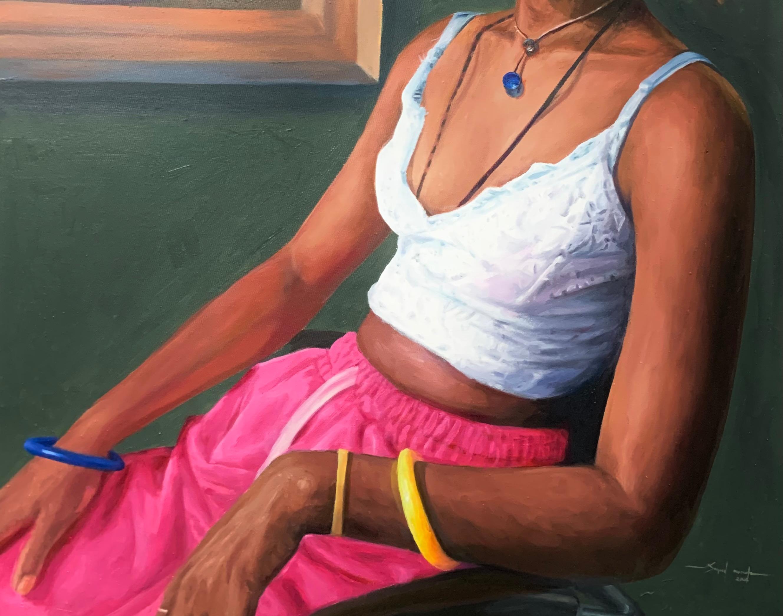 La sua storia silenziosa - 21° secolo, Espressionista, Ritratto figurativo, Olio, Donne - Painting Contemporaneo di Sayeed Momoh