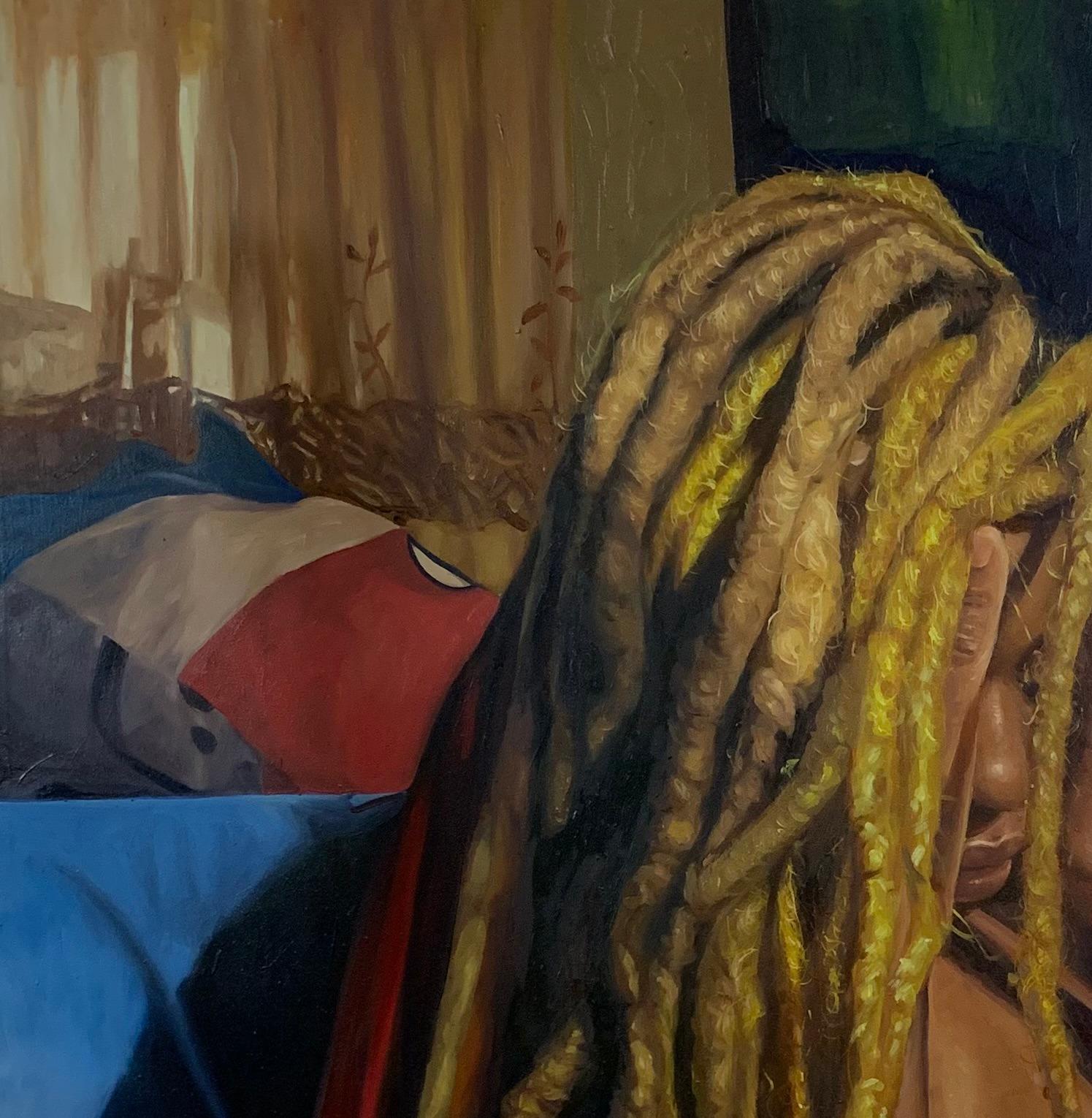 Hour of Secrecy - 21. Jahrhundert, Expressionismus, figuratives Porträt, Akt, Frauen – Painting von Sayeed Momoh