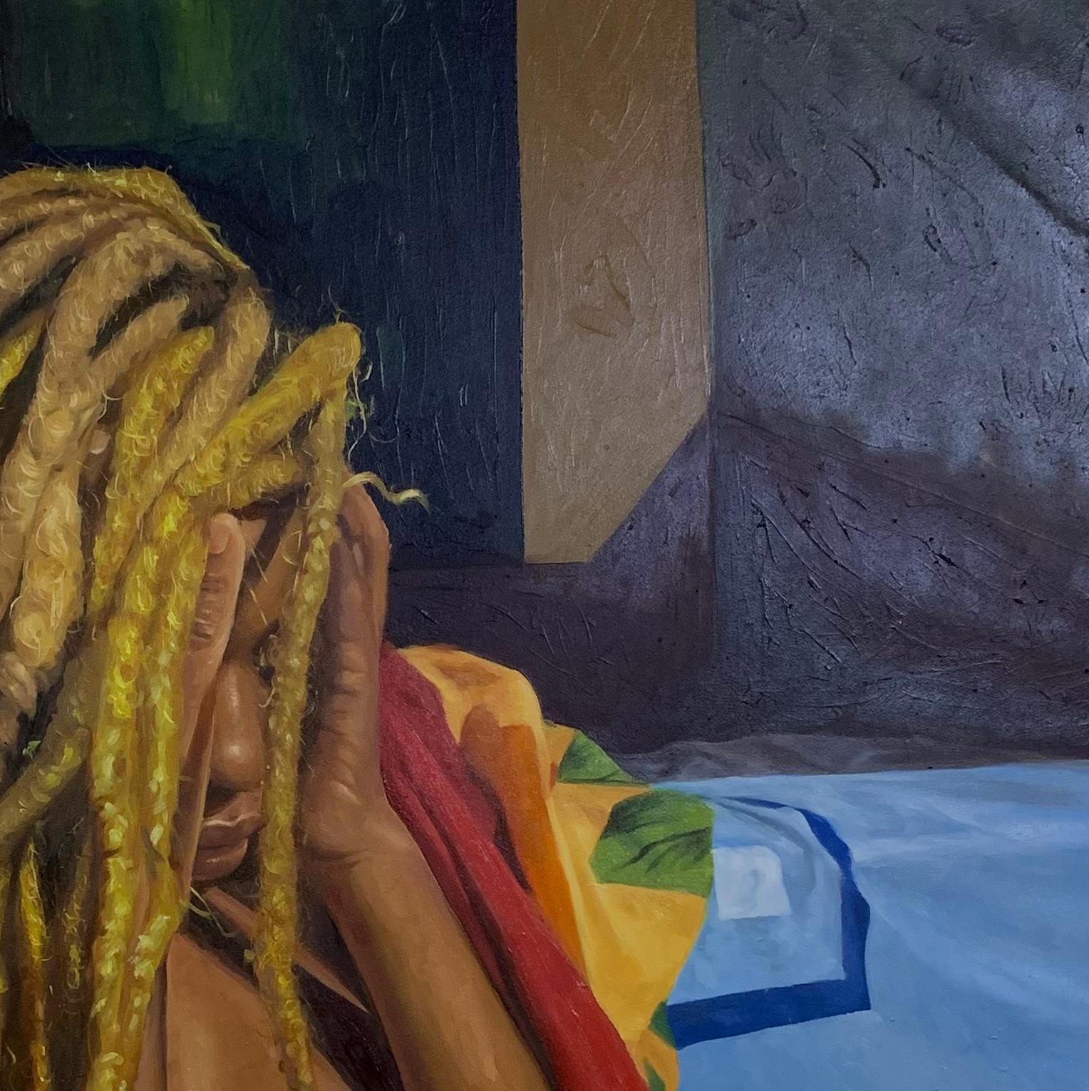Hour of Secrecy - 21. Jahrhundert, Expressionismus, figuratives Porträt, Akt, Frauen (Zeitgenössisch), Painting, von Sayeed Momoh