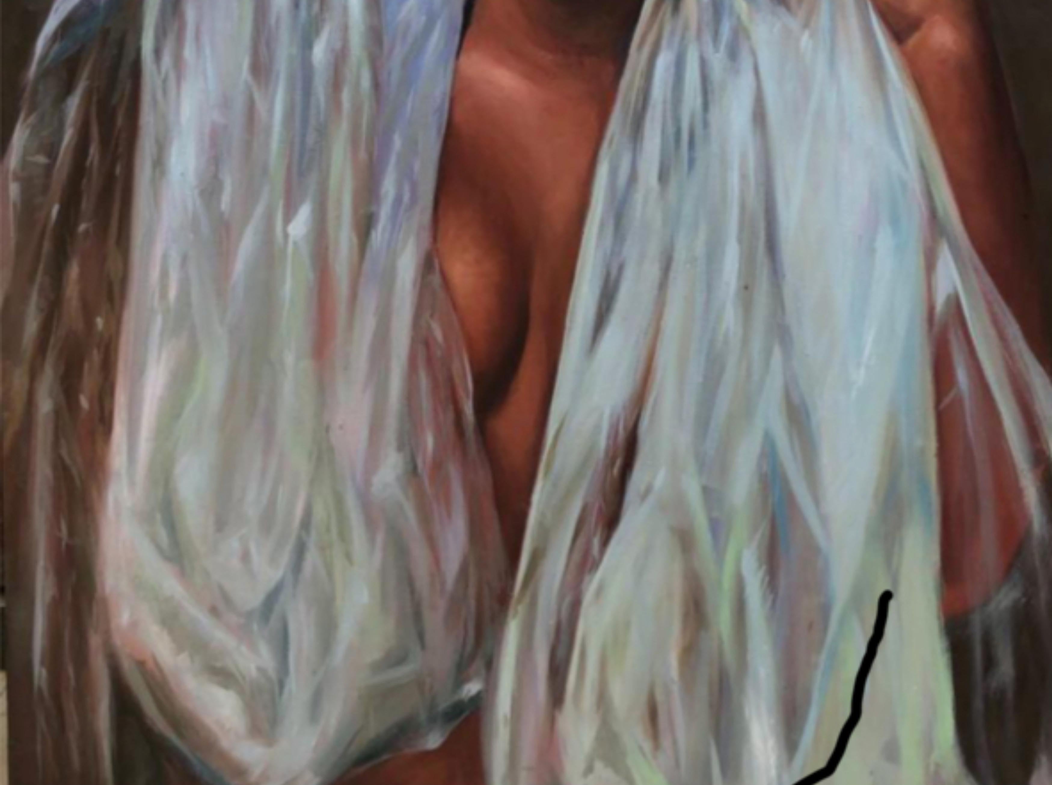 Wura (Oro) - Siglo XXI, Expresionista, Retrato Figurativo Desnudo, Óleo, Mujer - Figurative Painting Negro de Sayeed Momoh