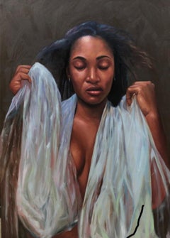 Wura (Oro) - Siglo XXI, Expresionista, Retrato Figurativo Desnudo, Óleo, Mujer