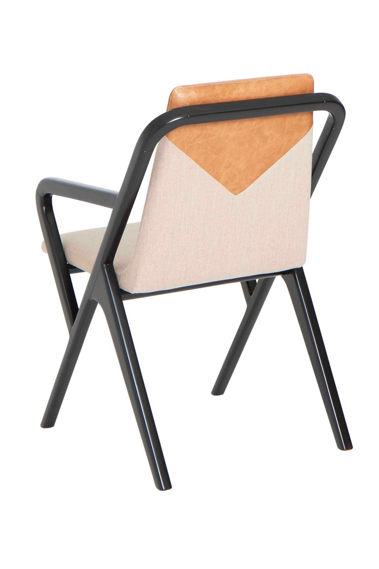 Contemporary Quadratta Dining Chair with Armrest For Sale
