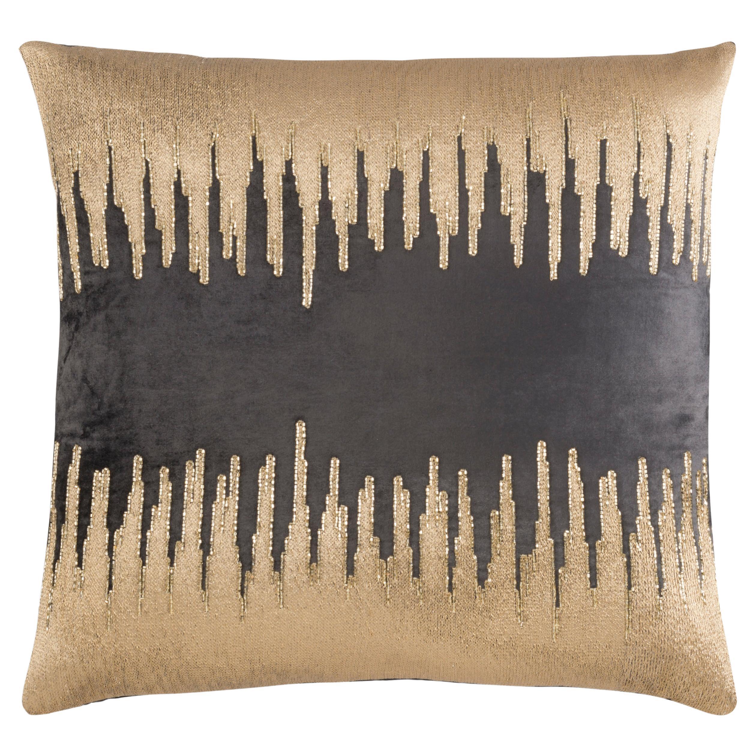 Sayra Pillow, Charcoal Gold For Sale