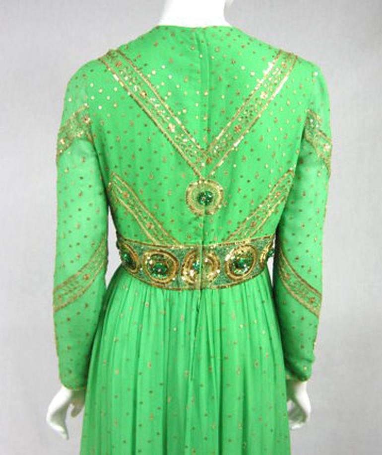 Saz Surjit & Adash Gill Gown Beaded Silk Dress 1970s 2