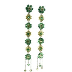 SAZINGG Convertible Tsavorite & Yellow Sapphire Dangle Earrings  18K White Gold