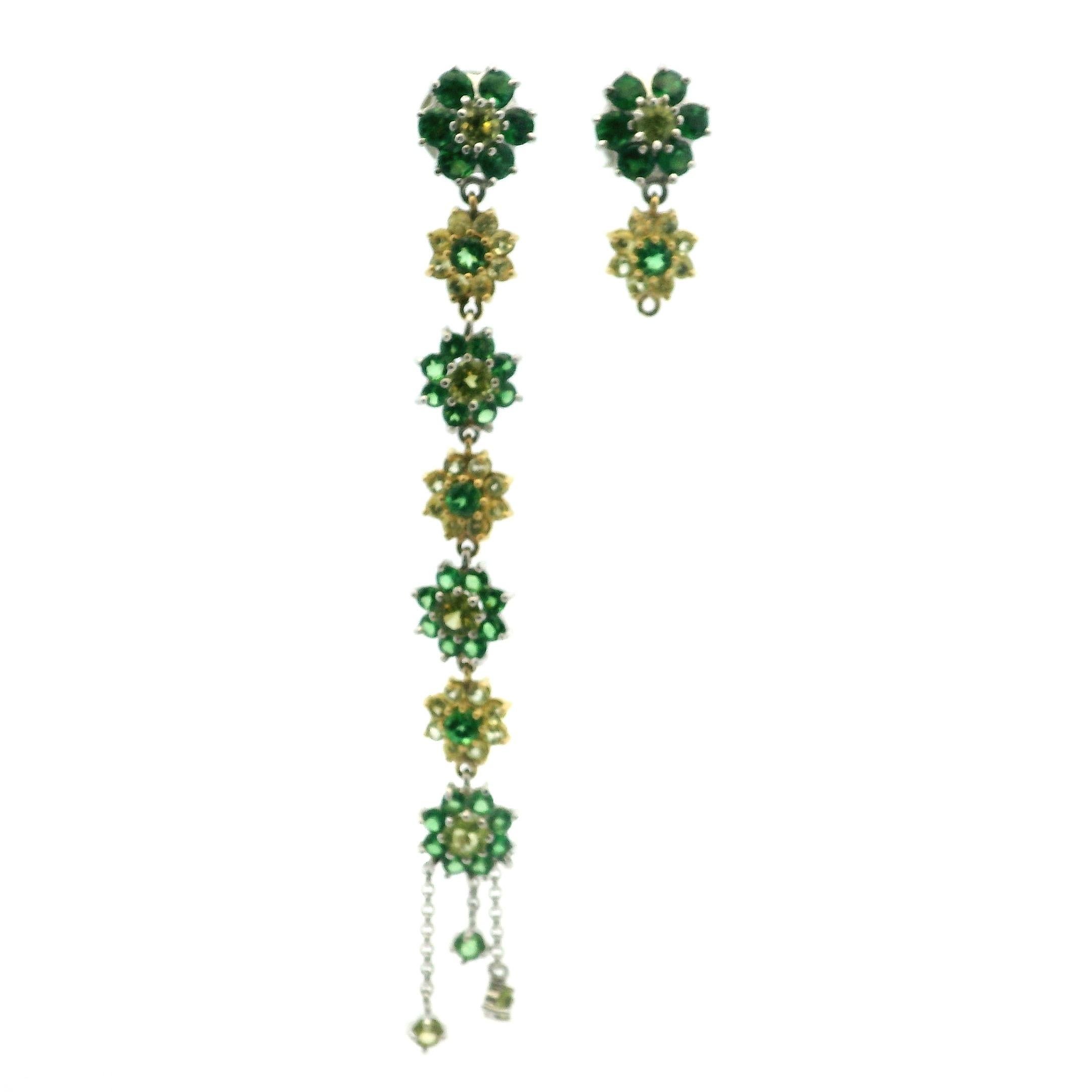 SAZINGG Orecchini convertibili con zaffiri gialli e tsavorite  oro bianco 18 carati in vendita 3