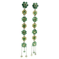 SAZINGG Boucles d
oreilles convertibles en tsavorite et saphir jaune  Or blanc 18K
