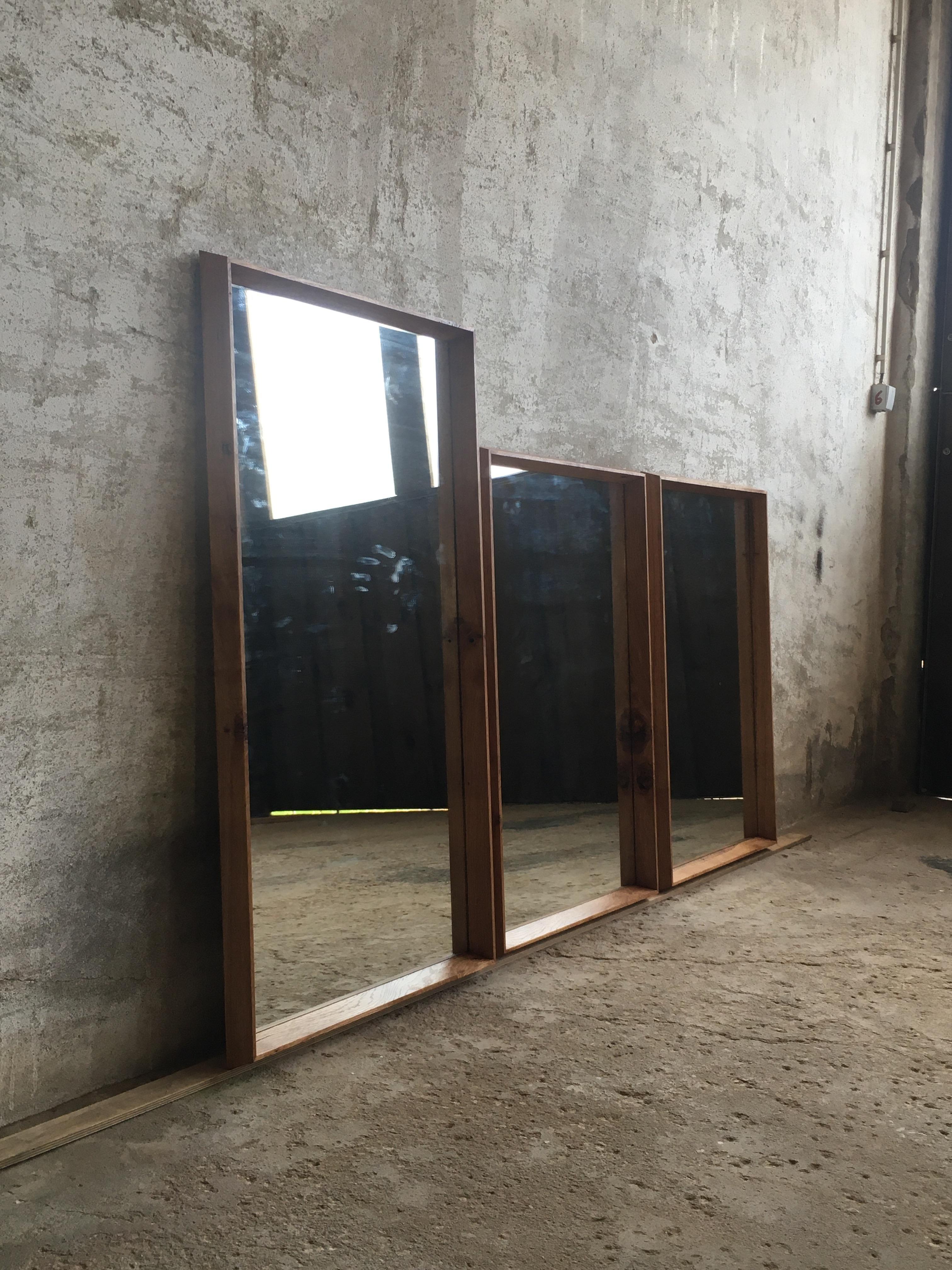 Hand-Crafted SB Mirror Frame, Finely Crafted Frame with Expressive Grained Oak by Tomaz Viana For Sale