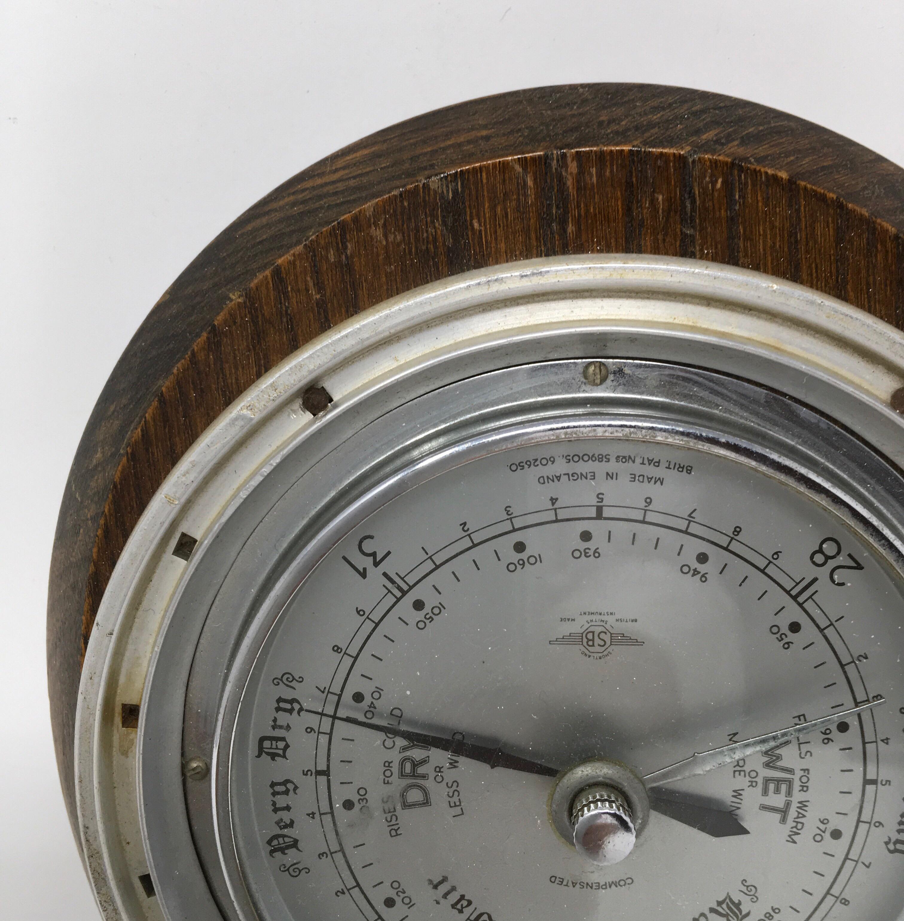 A vintage SB Shortland Smiths Horseshoe Barometer made in England, circa 1940s.