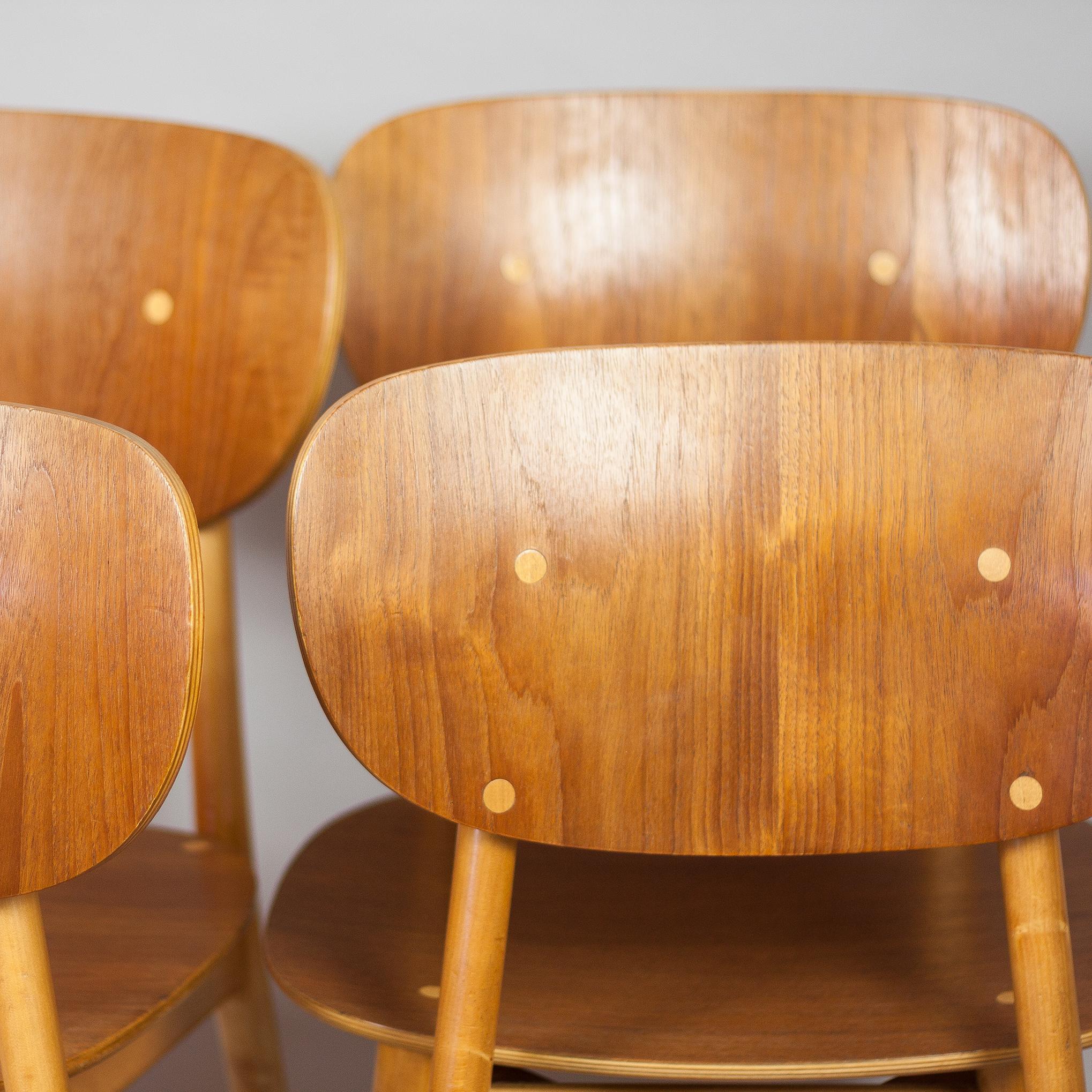 SB11 Cees Braakman Dining Chairs for Pastoe, Maple and Teak, Denmark, 1950s 5