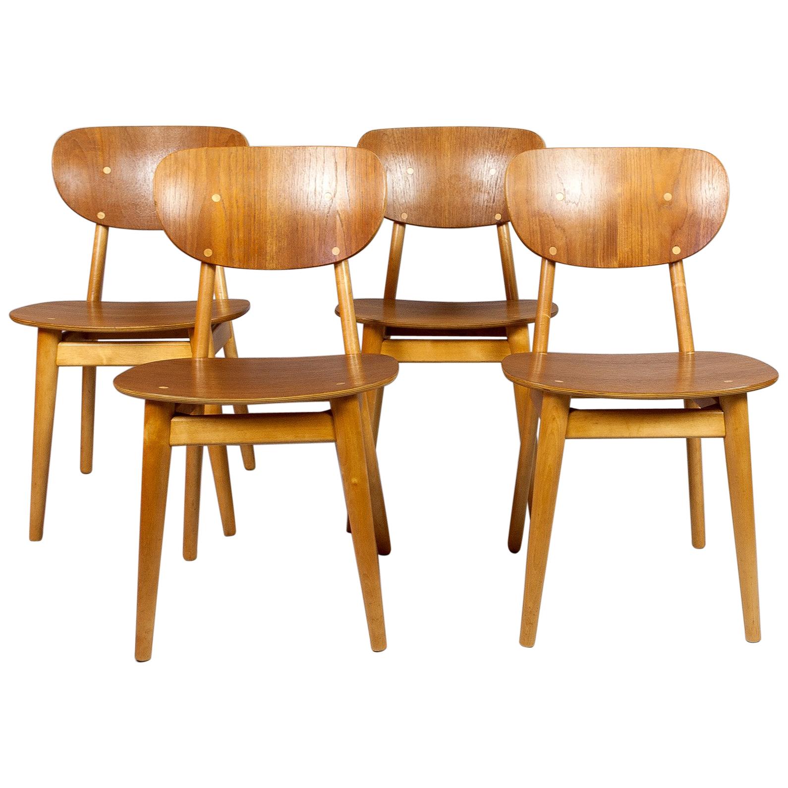 SB11 Cees Braakman Dining Chairs for Pastoe, Maple and Teak, Denmark, 1950s