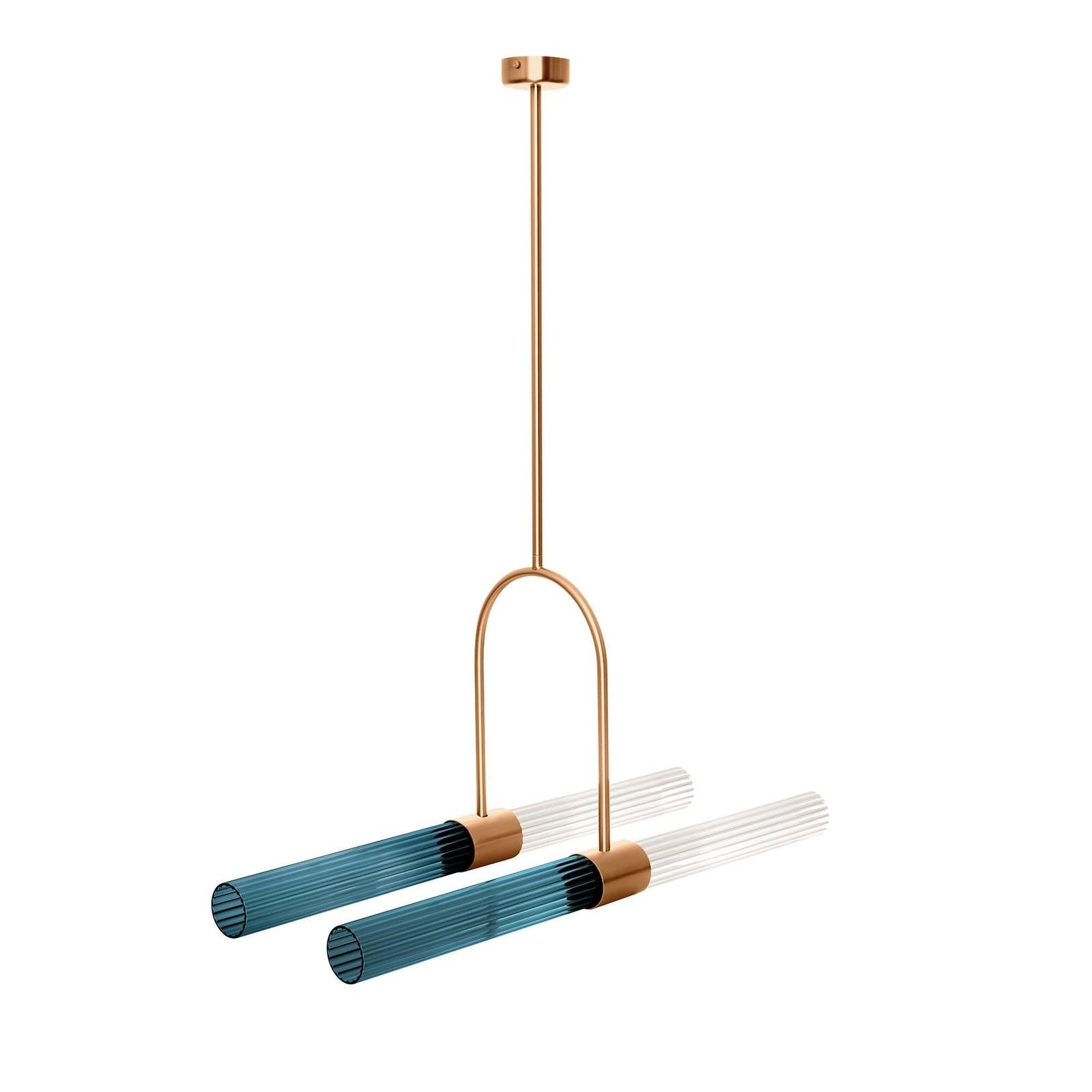 Italiano Lampadario Sbarlusc blu e bianco di Isacco Brioschi in vendita