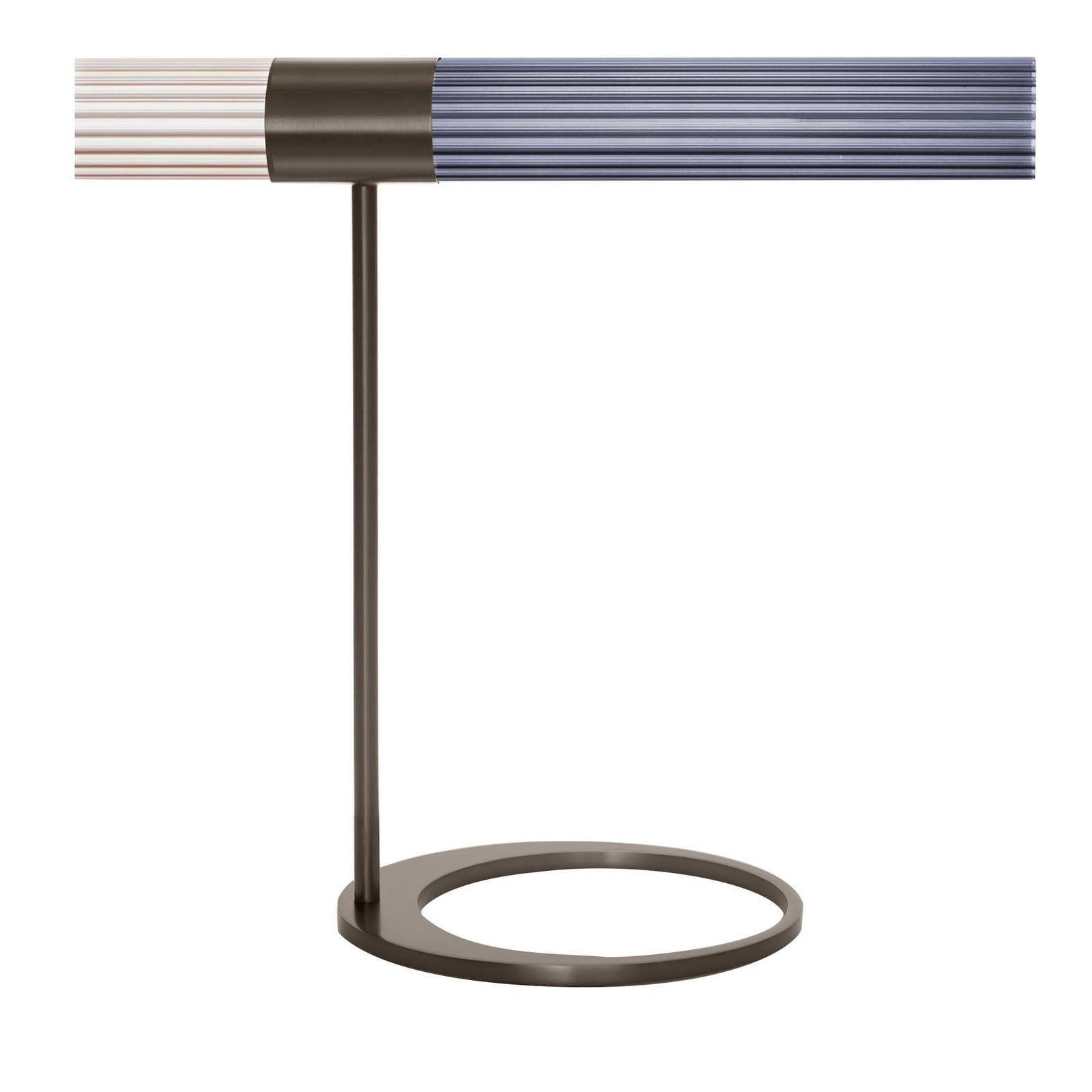 Italian Sbarlusc Blue and White Table Lamp by Isacco Brioschi For Sale