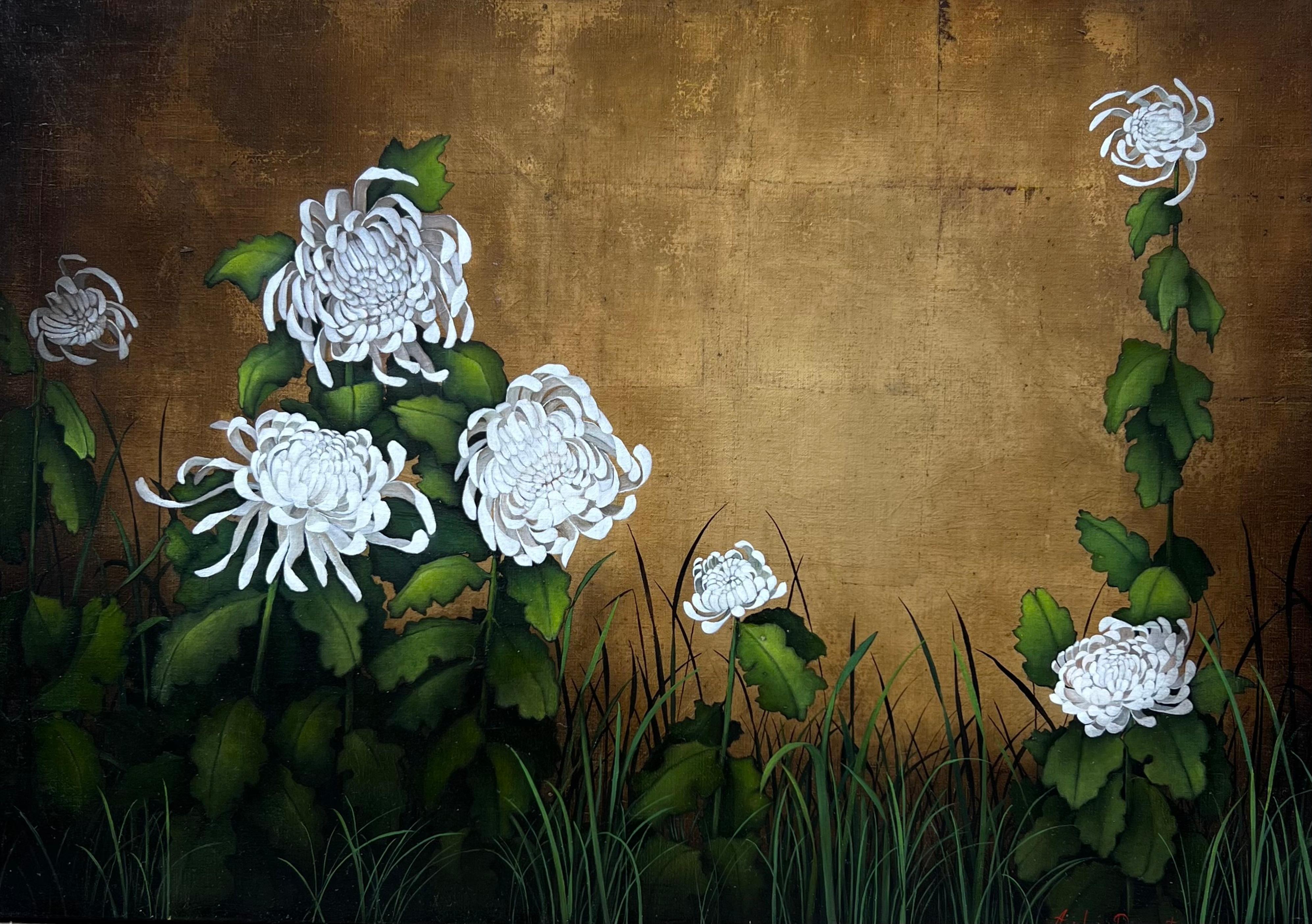 Sébastien Ardouin Dumazet - "Japanese Chrysanthemums" Floral painting